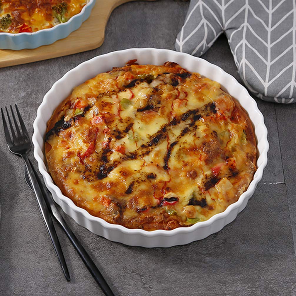 Foraineam 6-Pack 8oz Porcelain Ramekins - Creme Brulee & Mini Quiche Dishes, 6-Inch Round Tart Pans for Baking Pies, Tarts & Desserts | Oven & Dishwasher Safe | Perfect for Home Baking, Restaurant Use & Party Serving