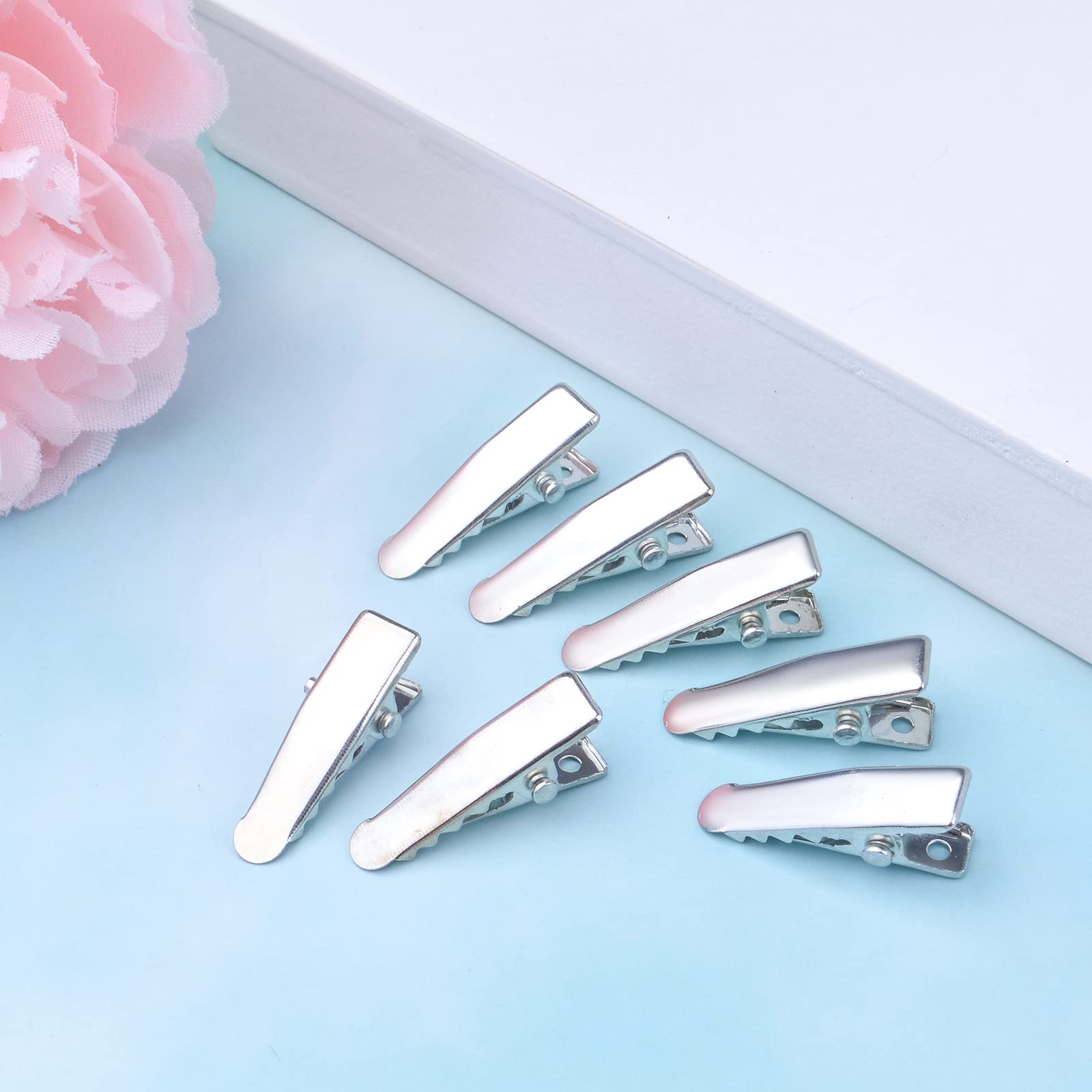 100pcs Alligator Duckbill Hair Clips - Metal Single Prong Hairpins with Teeth for Professional Styling | DIY Hair Accessories for Women | Perfect for Salon, Braiding & Sectioning (Silver)