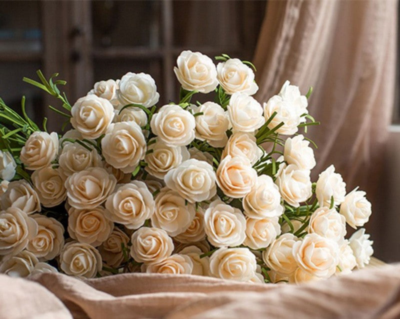White Camellia Artificial Flowers - Modern Home Decor for Living Room & Bedroom | Elegant Floral Arrangement Ideas for Housewarming, Wedding Centerpieces & Interior Design