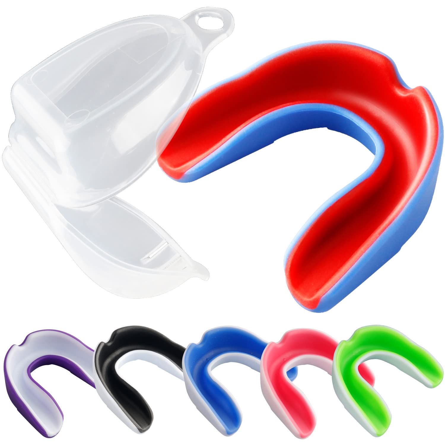 Vanmor 6 Pack Youth Mouthguards - Double Colored Moldable Mouthpiece for Kids with Braces | Sports Dental Protection for Football, Basketball, Boxing, MMA, Hockey, Lacrosse & Taekwondo | Perfect for Boys & Girls Athletes in Training & Competition