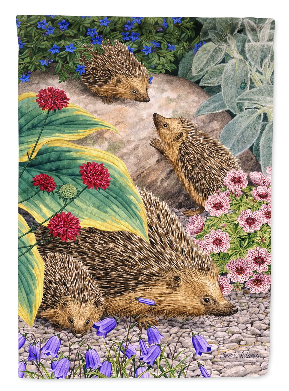 Caroline's Treasures Hedgehogs Garden Flag - Decorative Outdoor Yard Banner for Mailbox, Patio, Flower Beds | Multicolor Seasonal Garden Art | Perfect for Spring, Summer & Fall Decor