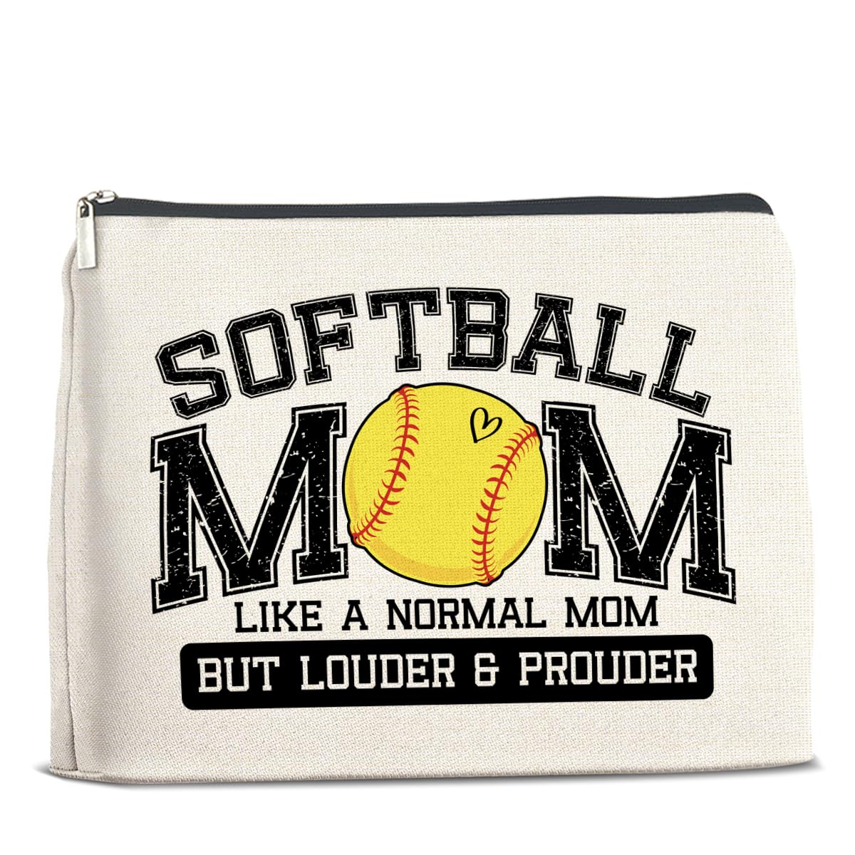 Funny Softball Mom Makeup Bag - Cute Cosmetic Pouch with Zipper for Women, Perfect Team Mom Gift for Softball Players & Fans | Great for Travel, Sports Games & Daily Use
