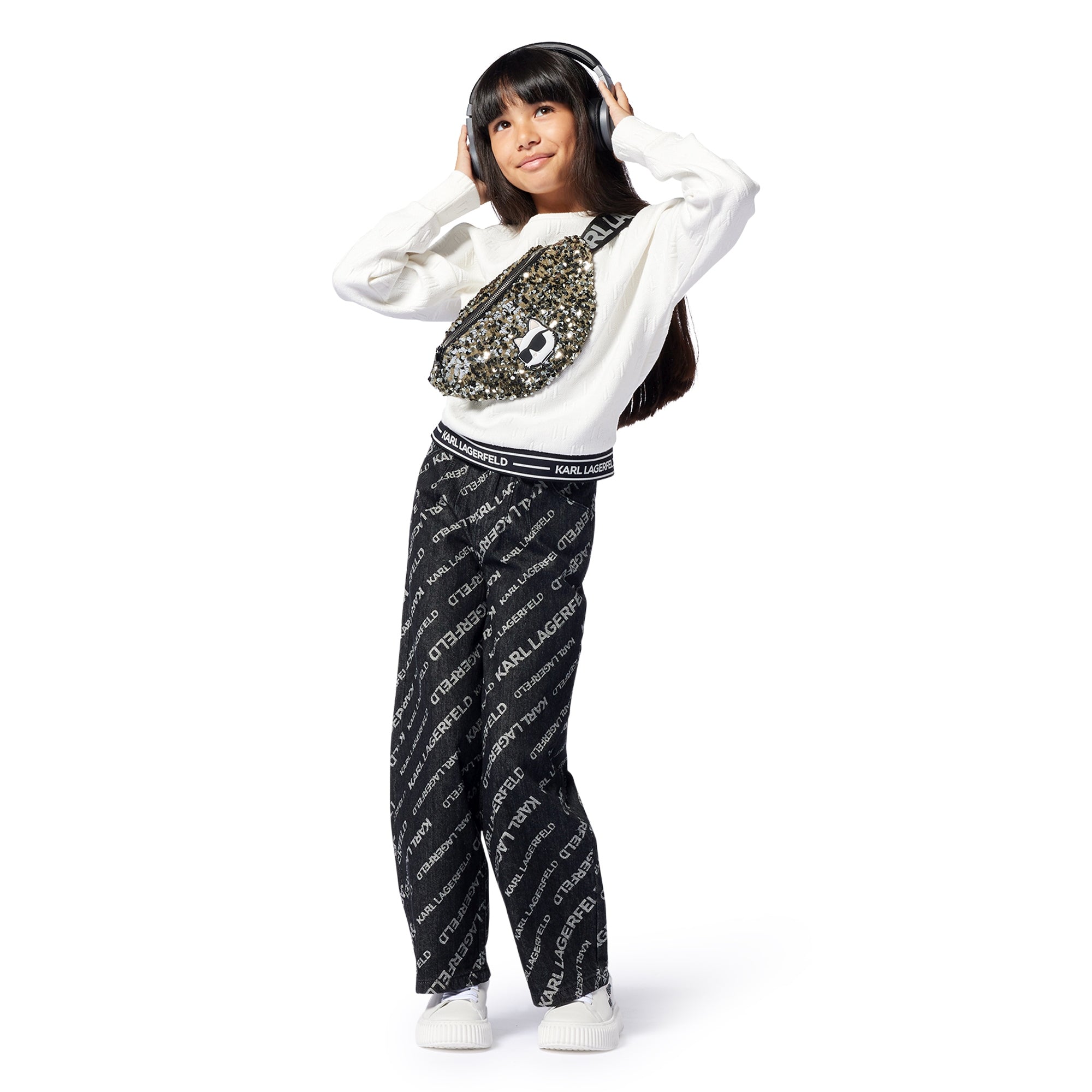 Karl Lagerfeld Jacquard Embossed Sweatshirt for Women - Stylish & Comfortable Pullover for Casual Wear, Outfits & Layering