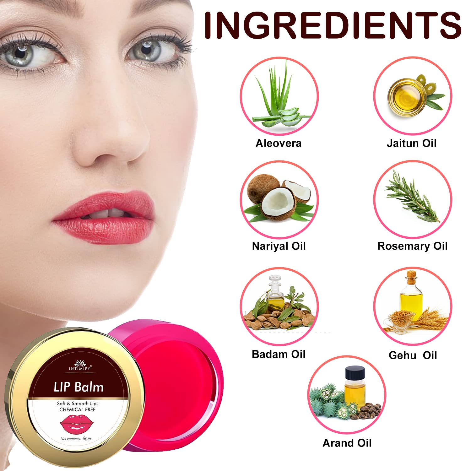 INTIMIFY Lip Balm for Dark Lips - Lighten & Moisturize Dry, Chapped Lips | Winter Lip Care for Women & Men | 8g Pack of 1 | Perfect for Daily Hydration & Night Repair