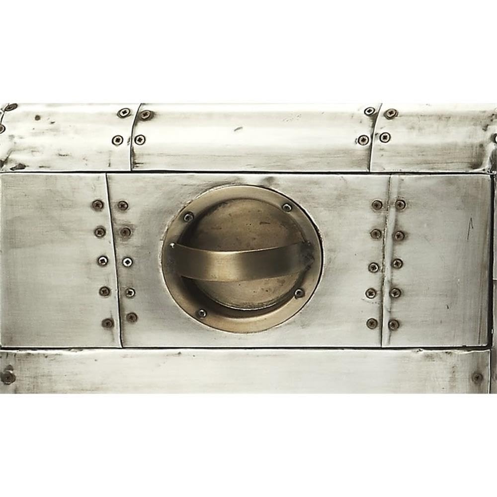 BOWERY HILL Modern Midway Aviator Metal Side Table - Silver Finish End Table for Living Room, Bedroom & Office Decor