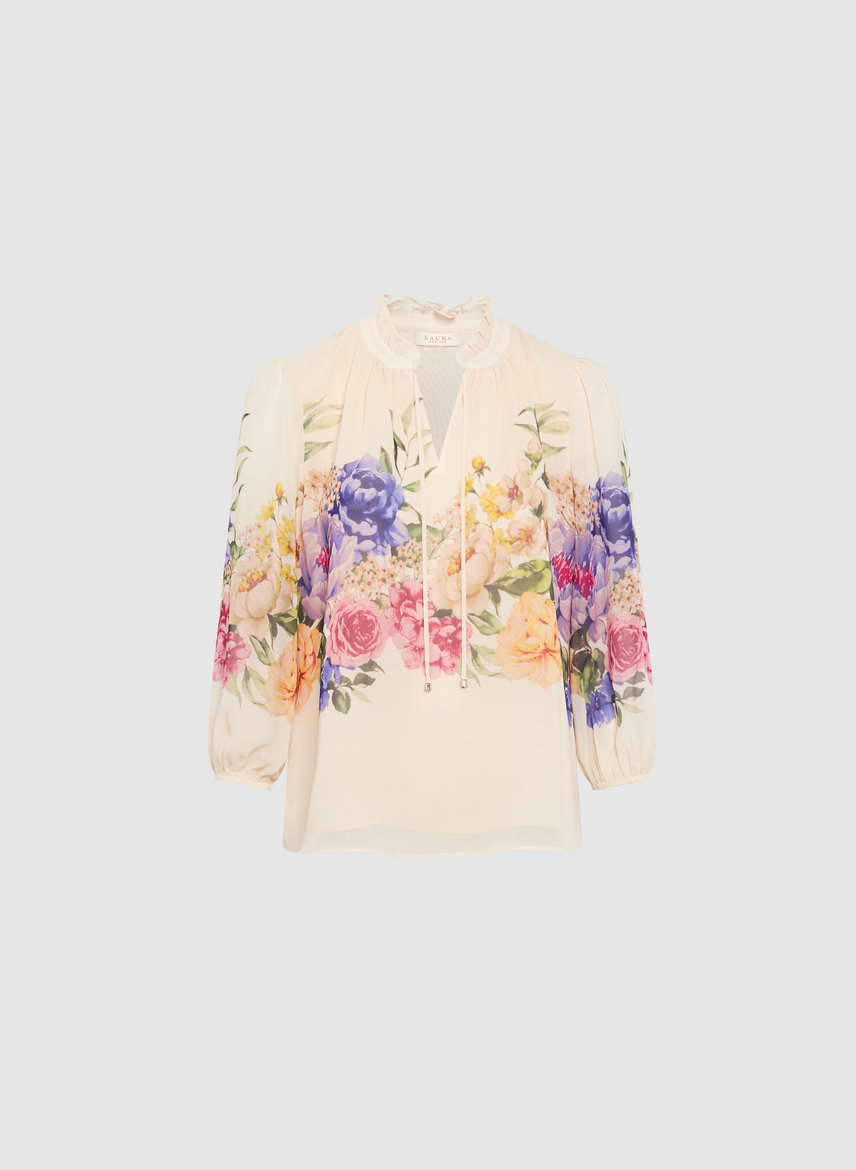 Floral Print Blouse for Women - Elegant Flowy Top with Placement Floral Design - Perfect for Spring, Summer, Office Wear & Casual Outings