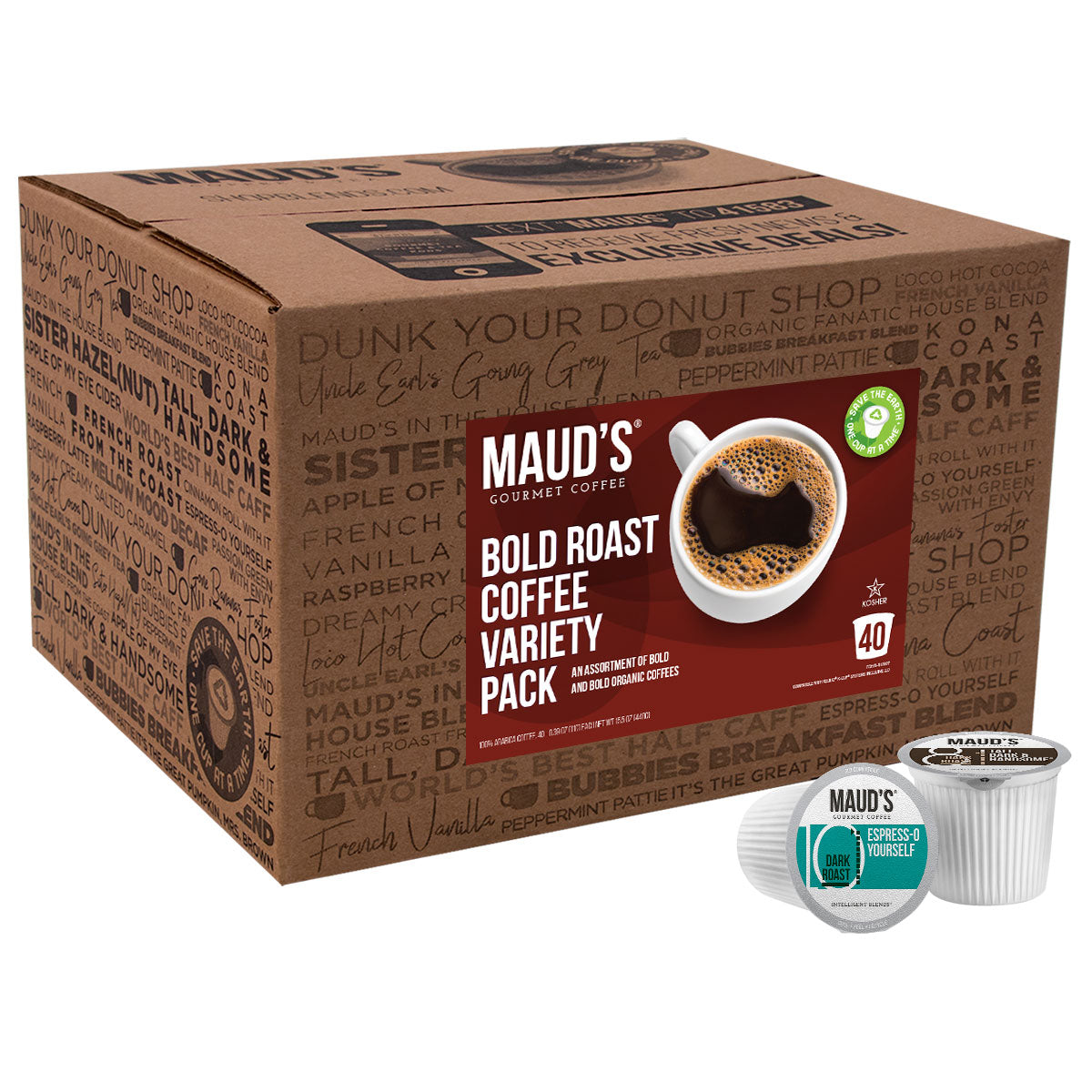 Premium Maud's Dark & Bold Roast Coffee Pods Variety Pack - 8 Rich Blends for Keurig Brewers | Perfect for Home, Office & Coffee Lovers