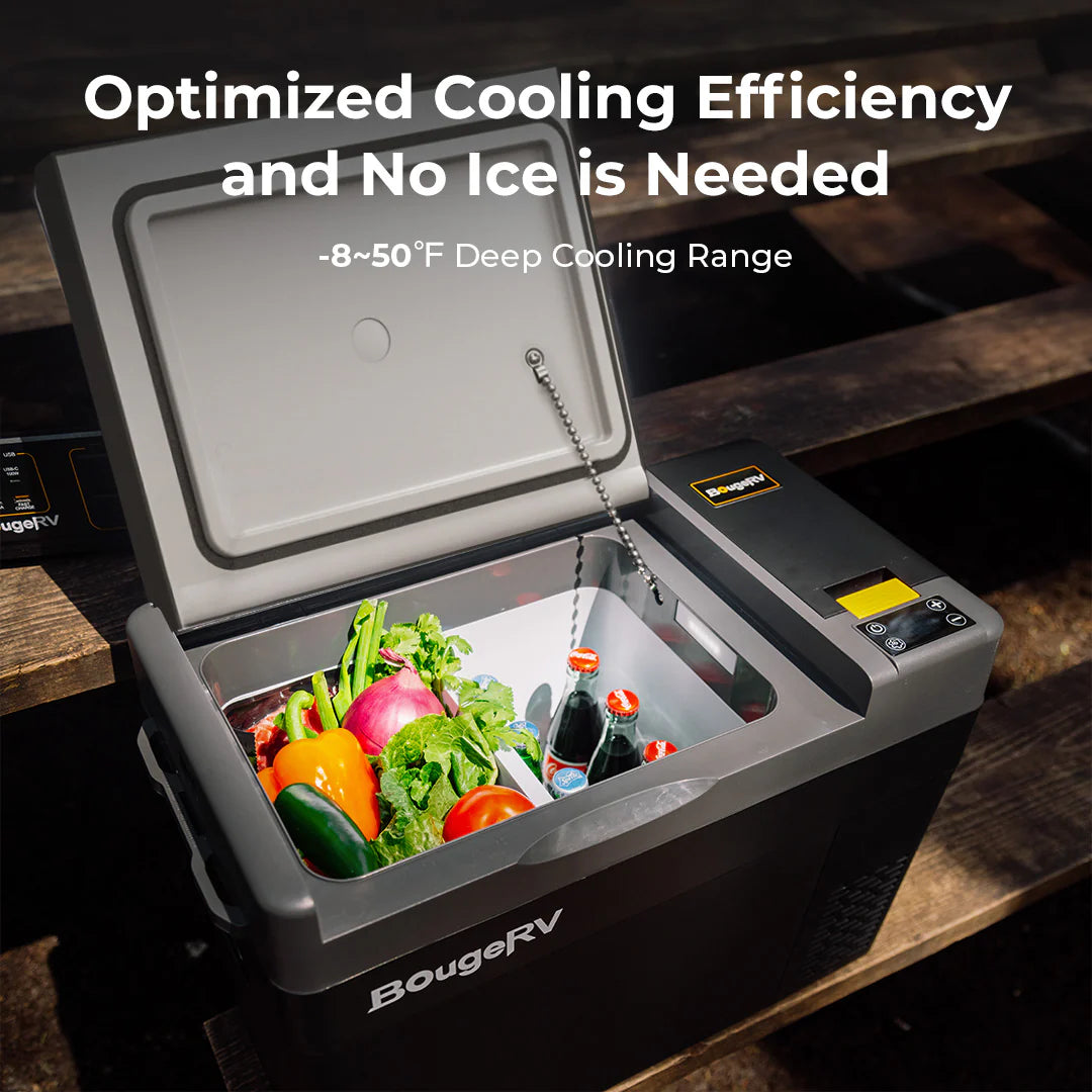 BougeRV CRPRO20 21 Quart 12V Portable Car Refrigerator Freezer - Compact Cooling for Road Trips, Camping & Outdoor Adventures