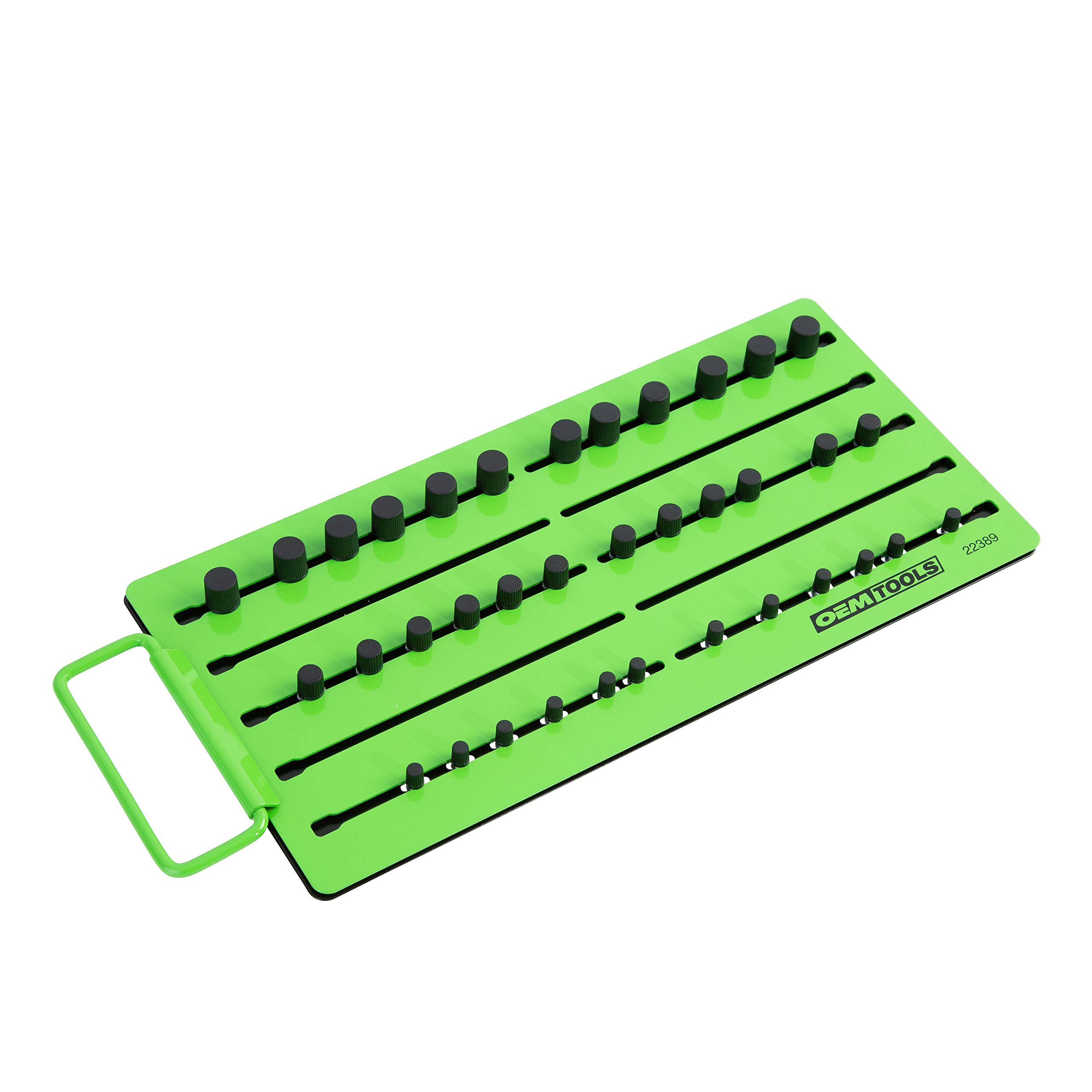 OEMTOOLS 22389 Pro Magnetic Socket Tray - Customizable Ratchet Organizer with Adjustable Drive Studs | 3-Row Portable Socket Set Organizer for Mechanics & DIY Enthusiasts | Perfect for Toolboxes, Garages & Auto Repair Shops