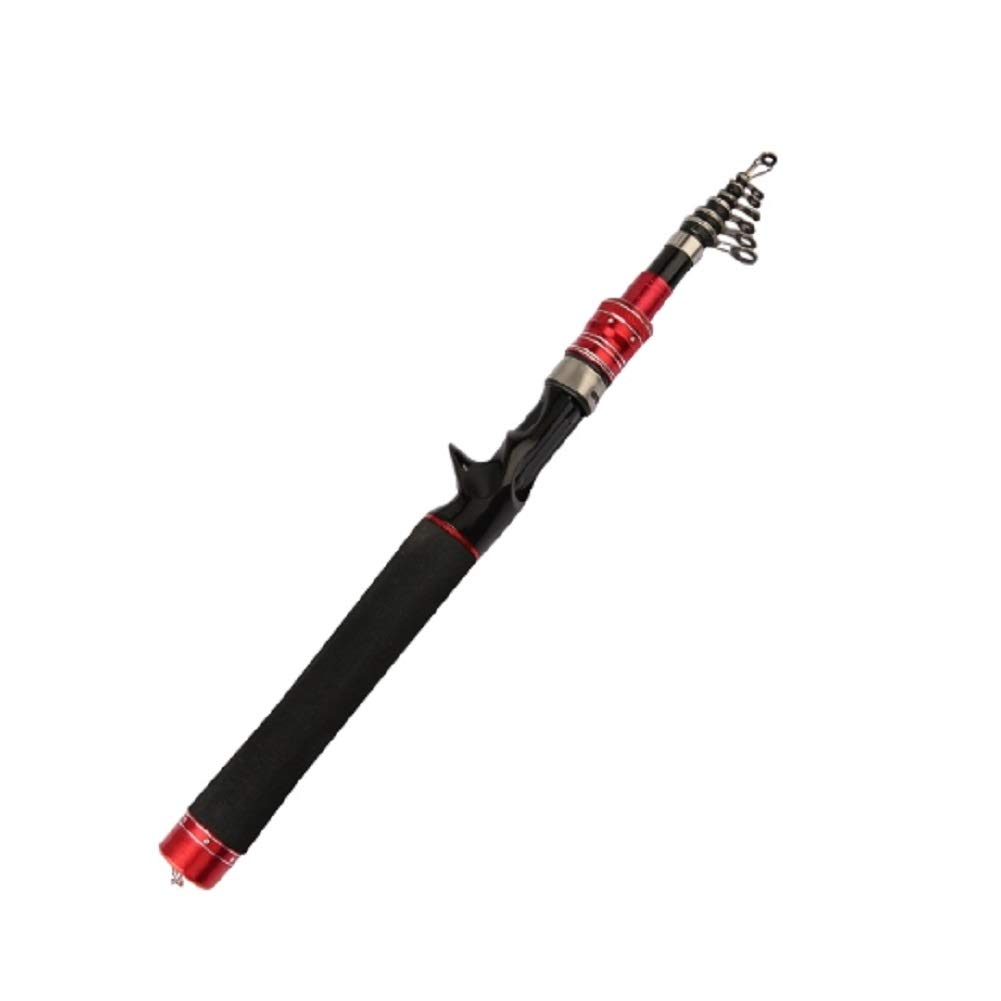 Red Colorful Spinning Rod - Carbon Telescopic Fishing Rod Super Hard & Short, Mini Portable for Travel & Backpacking - Perfect for Freshwater, Saltwater, and Ice Fishing Adventures