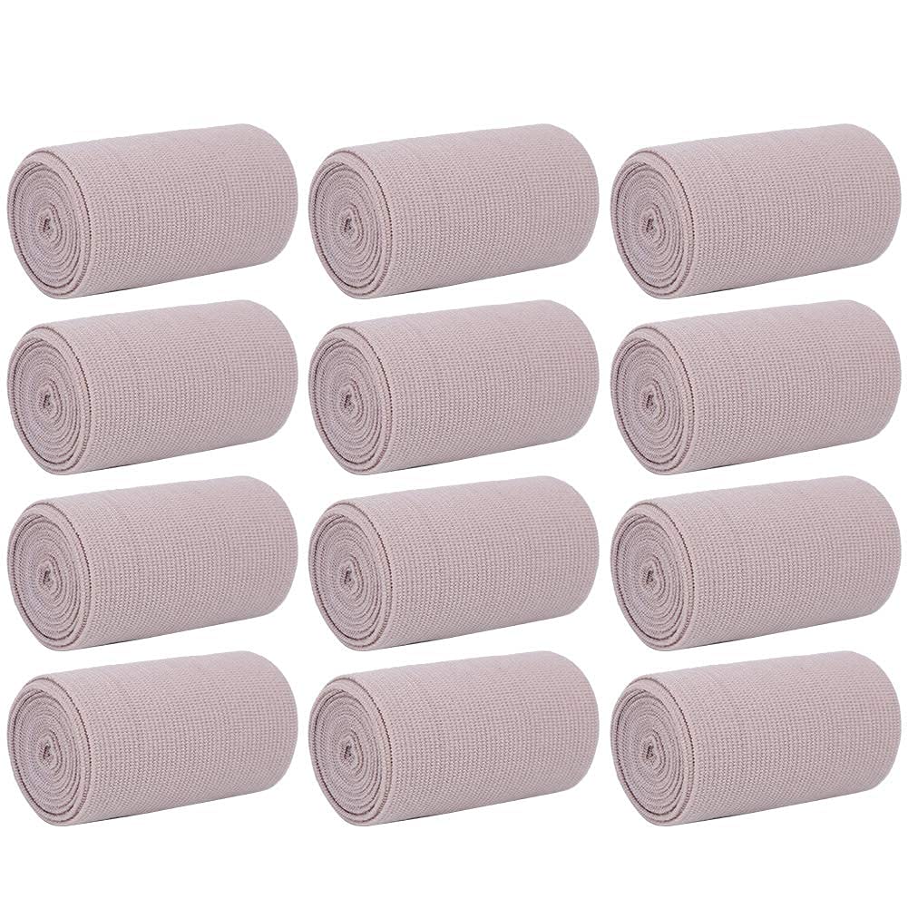 12 PCS Elastic Bandage Wrap - Breathable Compression Bandage for Wound Dressing, Sports Injury & First Aid | Ideal for Ankle Support, Sprains, Post-Surgery Recovery & Emergency Kits