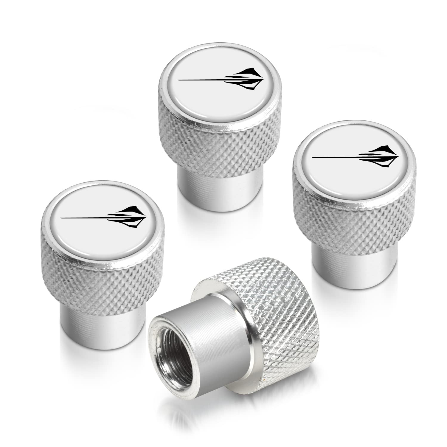 Chevrolet Corvette C8 Stingray Logo Tire Valve Stem Caps - Shining Silver Aluminum with White Logo - Perfect for Car Enthusiasts & Custom Accessories