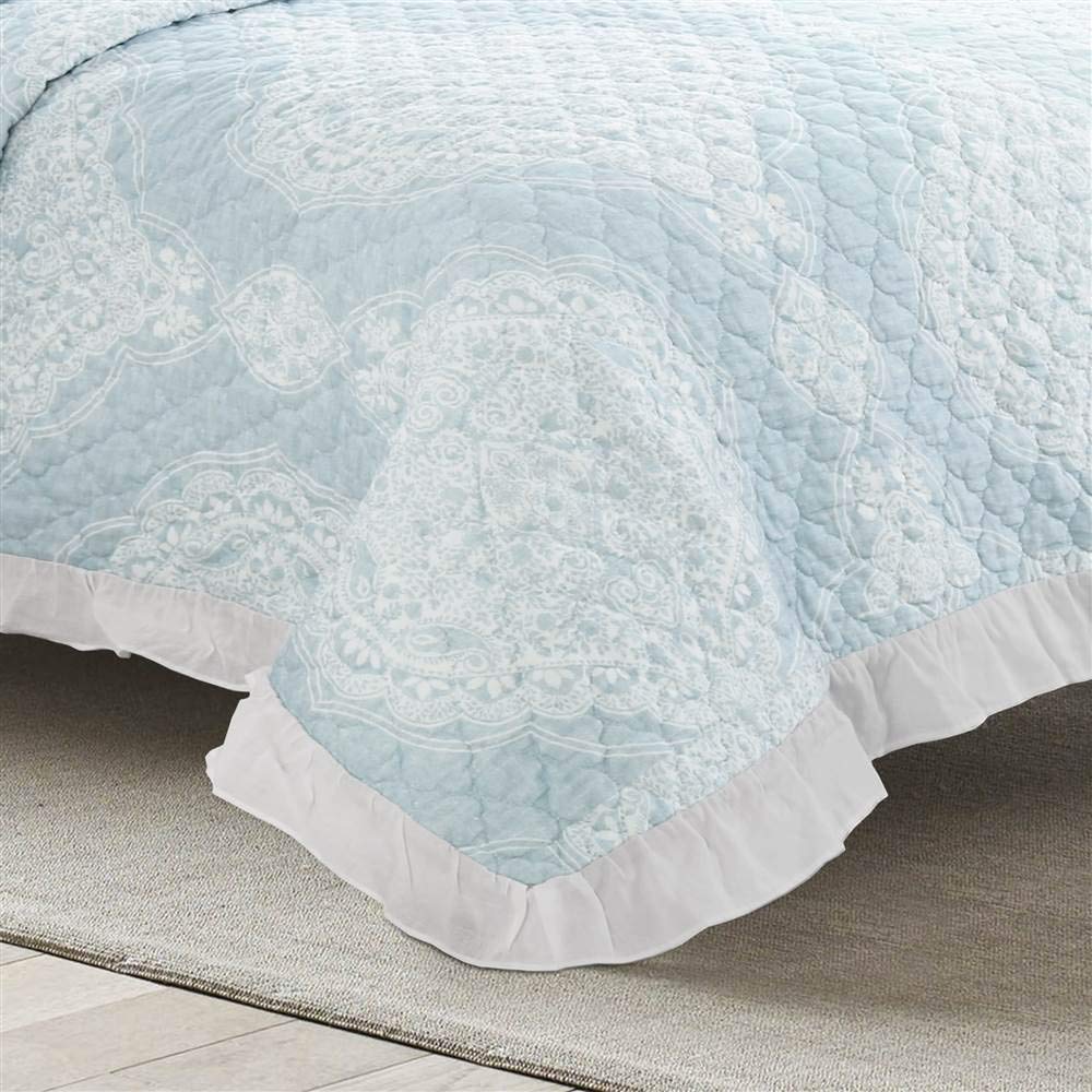 Lucianna Cotton Bedspread Set - Full/Queen, Blue for Cozy Bedrooms