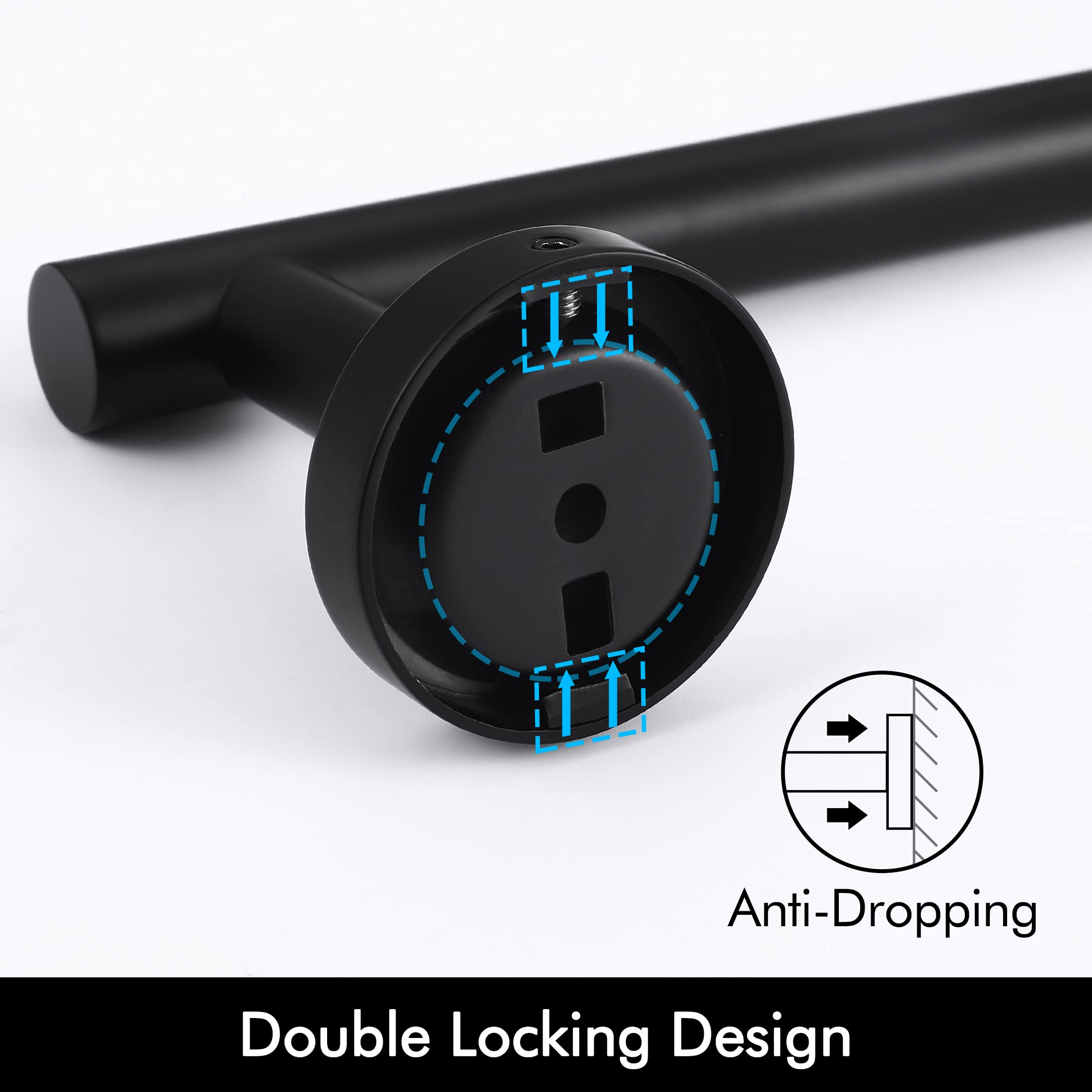 27.6 Inch Matte Black Stainless Steel Towel Bar - Rustproof SUS304 Bathroom Towel Holder for Shower & Hand Towels - Wall Mounted (29.9