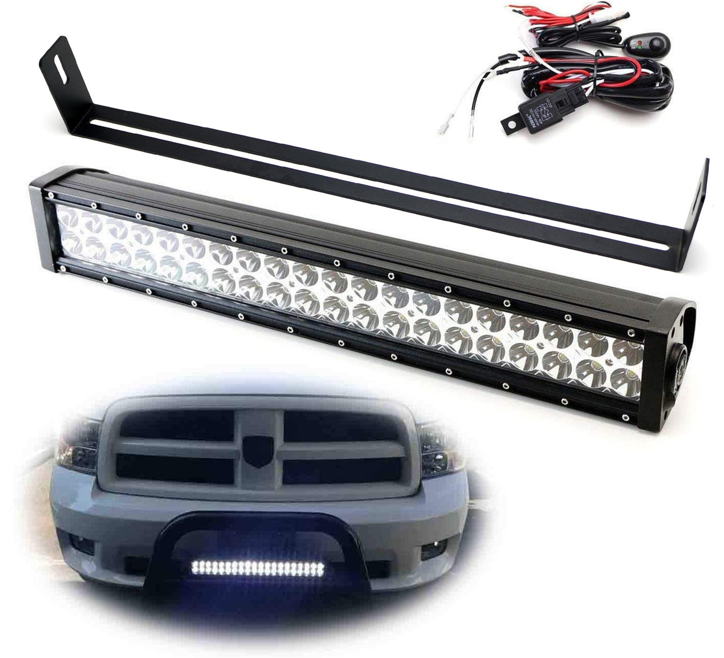 120W 20 LED Light Bar with Mounting U Bracket & Wiring Kit - Waterproof Off Road Lights for Truck, SUV, Jeep, 4x4, ATV - Perfect for Night Driving, Camping & Off-Road Adventures