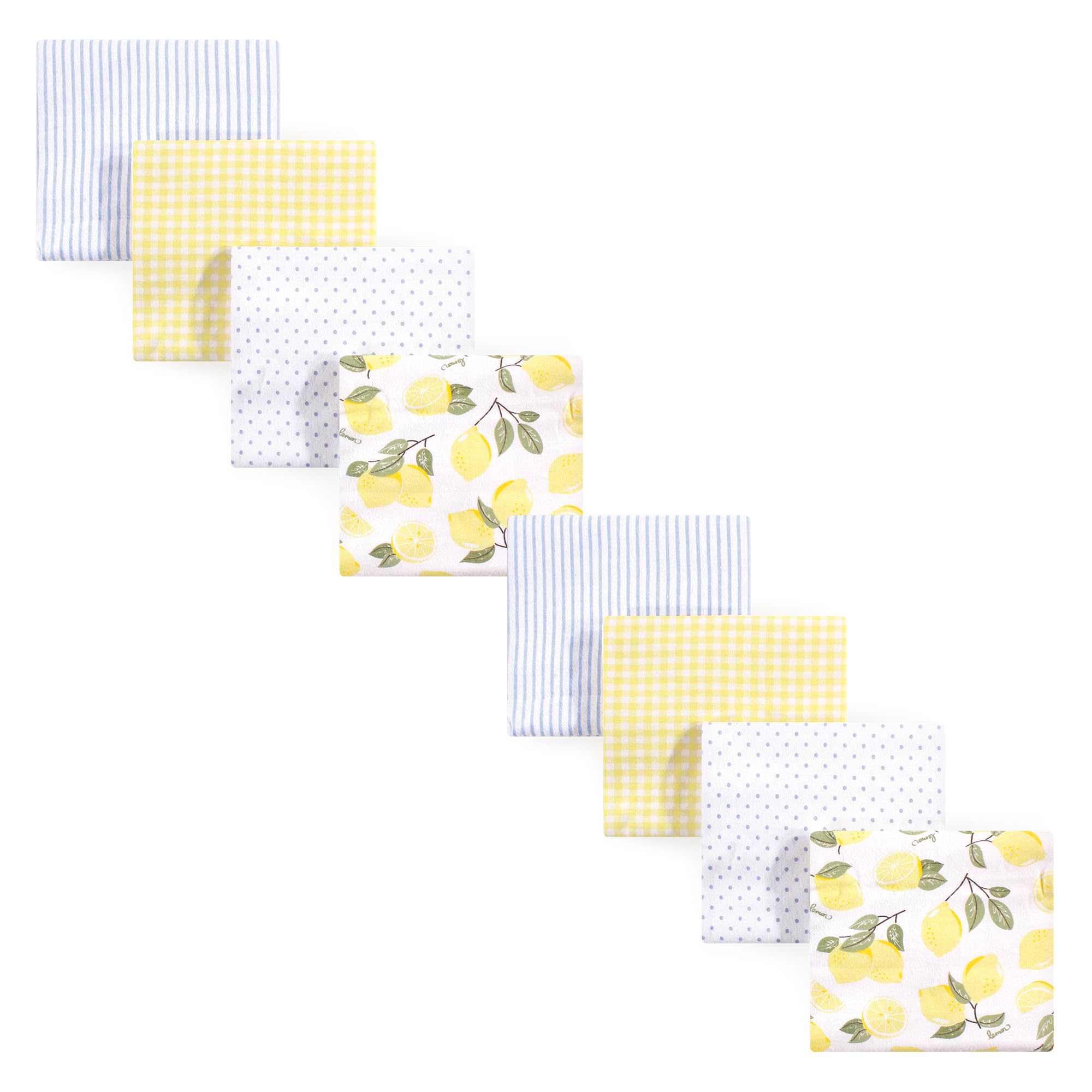 Hudson Baby Unisex Cotton Flannel Receiving Blankets Bundle Set - 8-Pack Lemon Print for Newborns & Infants | Soft Baby Swaddle Blankets for Nursery, Swaddling, Stroller & Photo Shoots