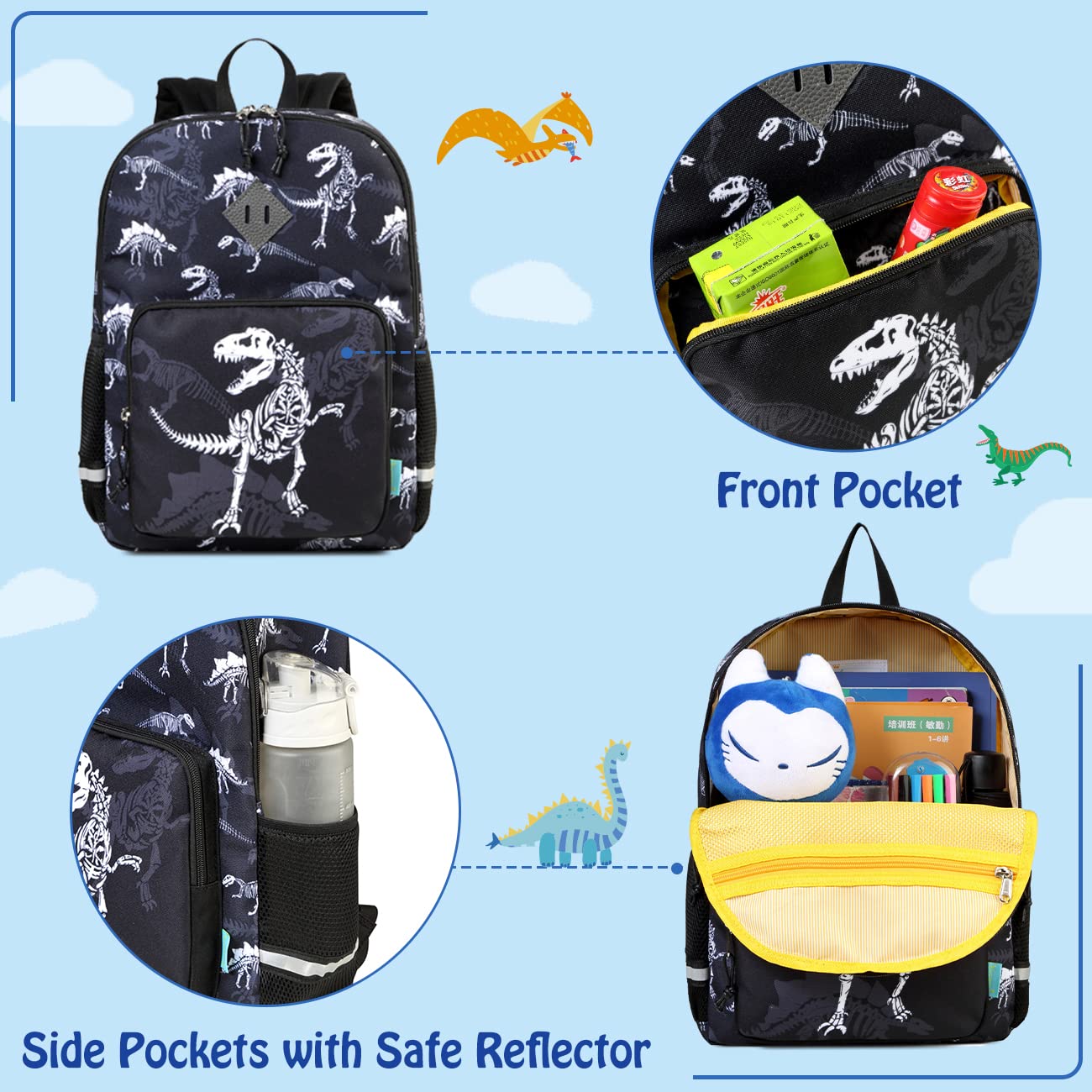VX VONXURY Kids Backpack - Lightweight Toddler Backpack for Boys & Girls Ages 2-5, Adjustable Chest Strap, Cute Preschool Backpack for Daycare, Travel & School Supplies
