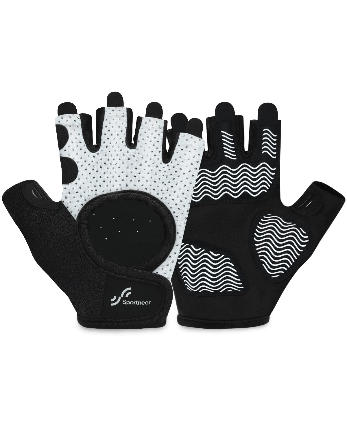 Sportneer Workout Gloves for Men & Women - Breathable Full Palm Protection, Lightweight Fitness Gloves with Curved Open Back - Ideal for Pull Ups, Dumbbells, Cycling, Rowing & Gym Training