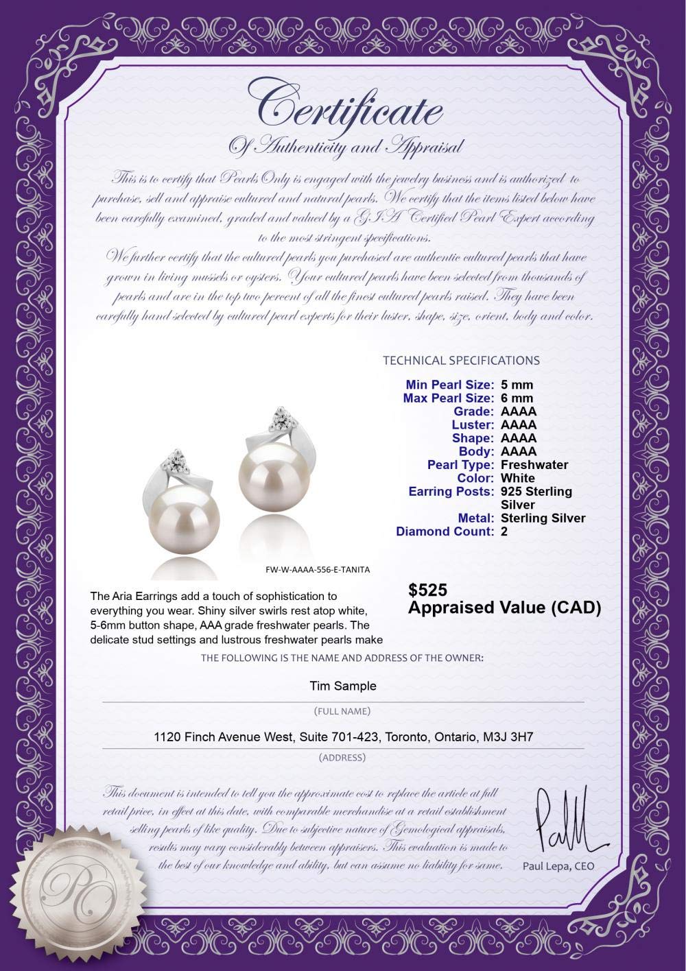 Tanita 5-6mm AAAA Grade Freshwater Cultured Pearl Earrings for Women - 925 Sterling Silver Stud Earrings - Perfect for Weddings, Parties & Everyday Elegance