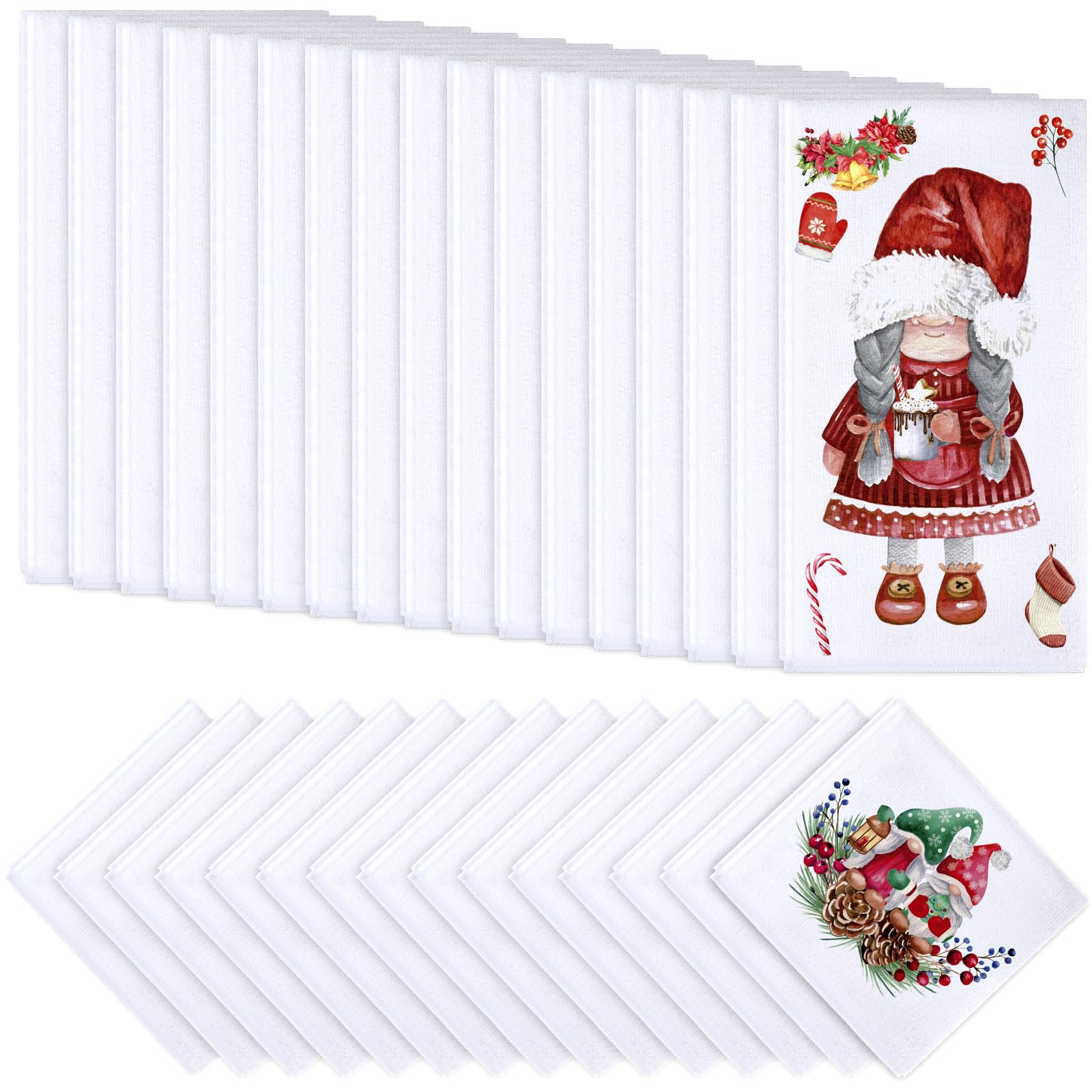 Premium Sublimation Blank Towels - 36-Pack DIY Microfiber Kitchen & Dish Towels (16x24 & 12x12 Inch) for Cooking, Cleaning & Home Decor - White Multipurpose Absorbent Cloth Set