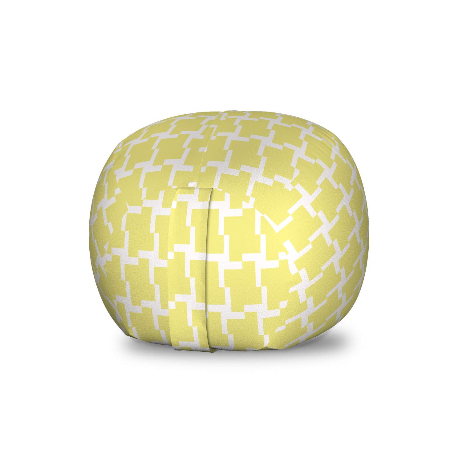 Ambesonne Abstract Toy Storage Bag Chair - Repeating Geometric Shapes Design, Washable Stuffed Animal Organizer for Kids Room, Small Size Yellow Eggshell - Perfect for Nursery, Playroom & Bedroom Organization