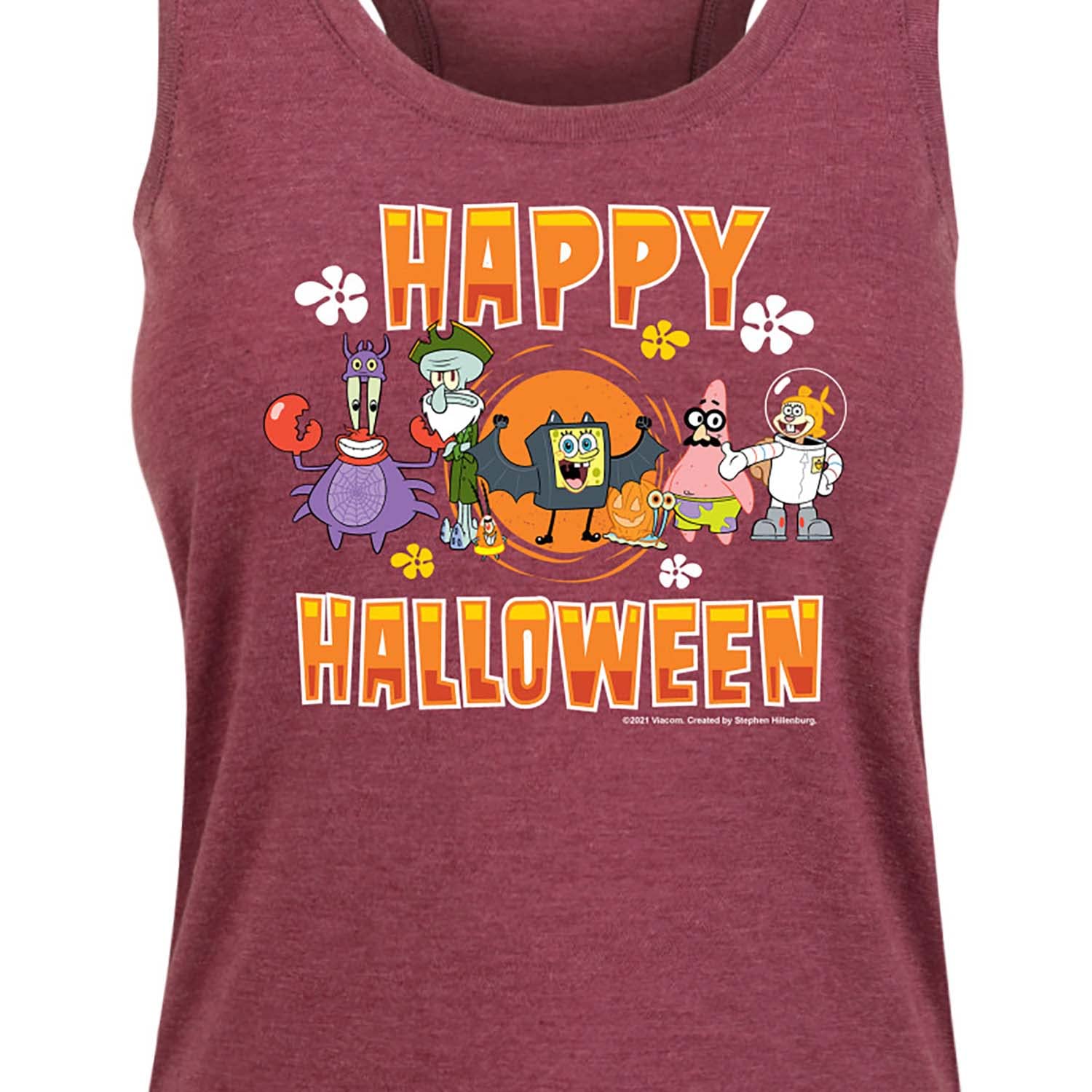 Spongebob Squarepants Happy Halloween Women's Racerback Tank Top - Hybrid Apparel - Perfect for Halloween Parties & Cosplay