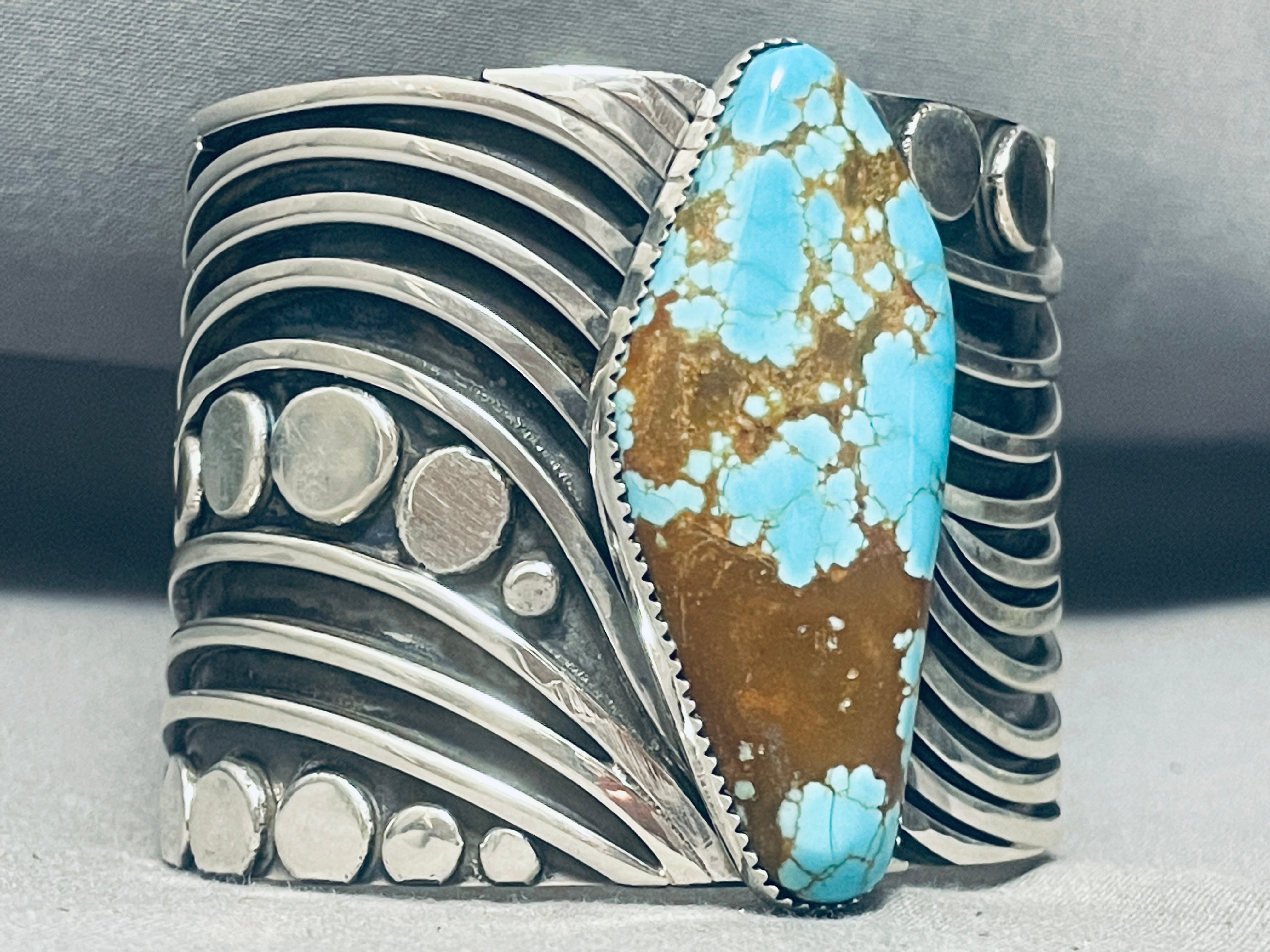140 Grams Heavy Swirl #8 Turquoise Sterling Silver Bracelet for Women - Handmade Boho Jewelry Gift for Birthday, Anniversary & Special Occasions