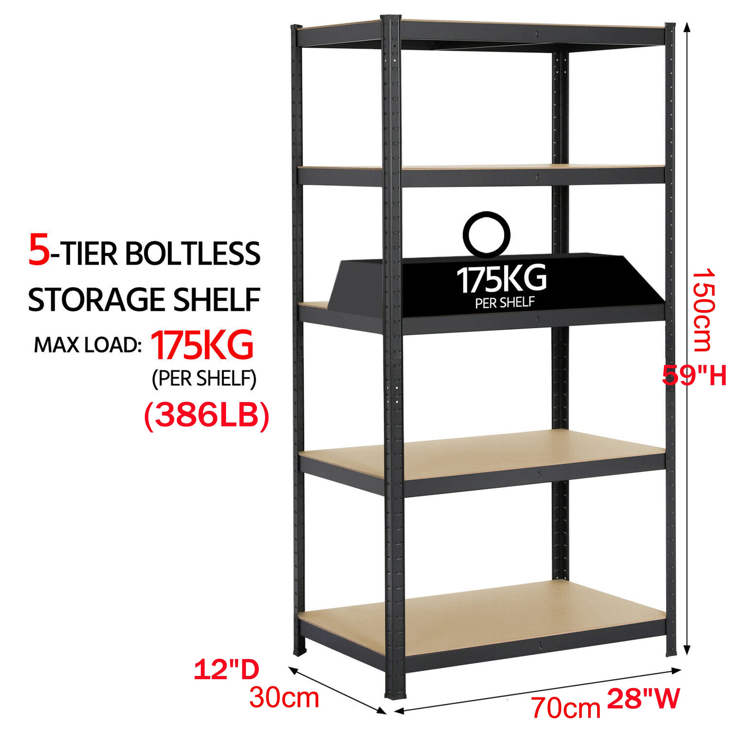 Heavy Duty 5-Tier Storage Shelves - 59