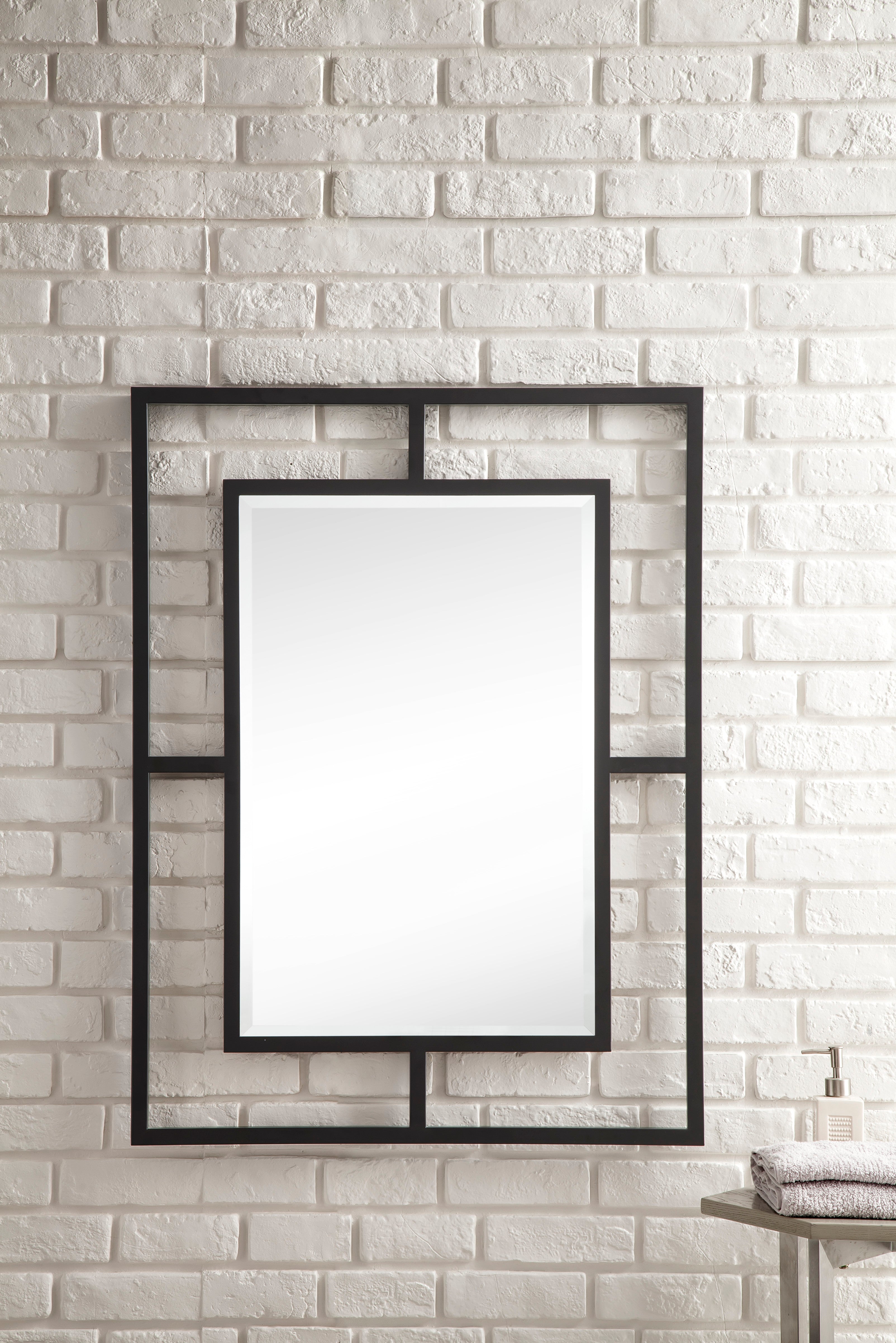 Boston 30-Inch Rectangular Wall Mirror in Matte Black - Perfect for Bathroom, Bedroom & Entryway Decor