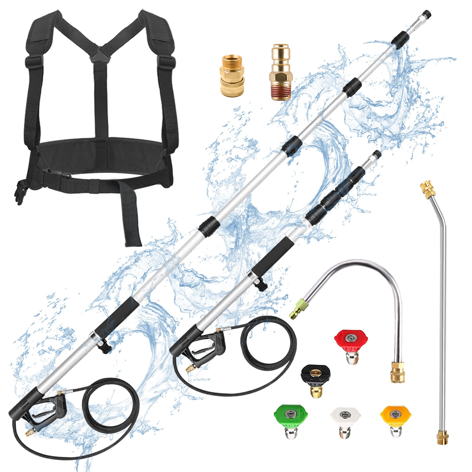 EZJOB 18ft Pressure Washer Extension Wand - Telescoping Power Washer Wand for Deep Cleaning | Perfect for Roof, Gutters, Second Story Windows & Hard-to-Reach Areas