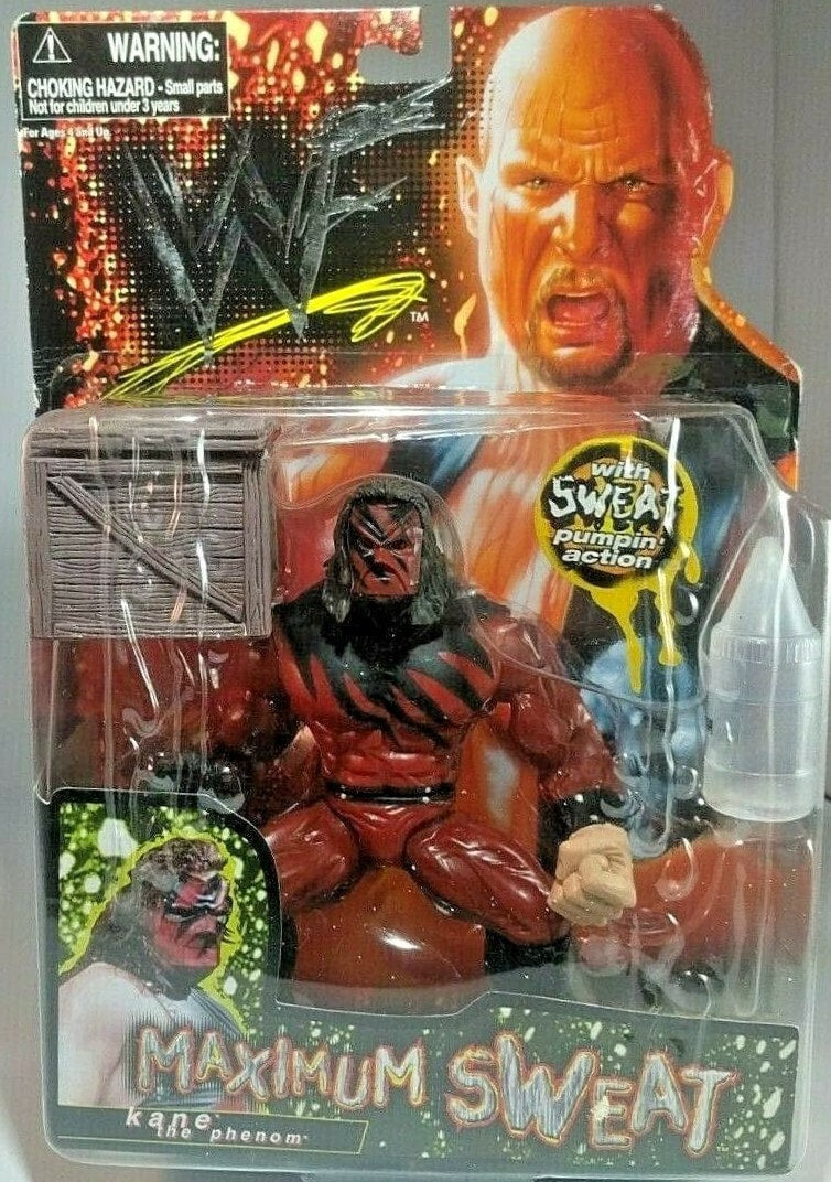 1999 WWF Jakks Pacific Maximum Sweat Series 1 Kane Action Figure with Mask - Collectible Wrestling Toy for Display & Play | Perfect for WWE Fans & Toy Collectors