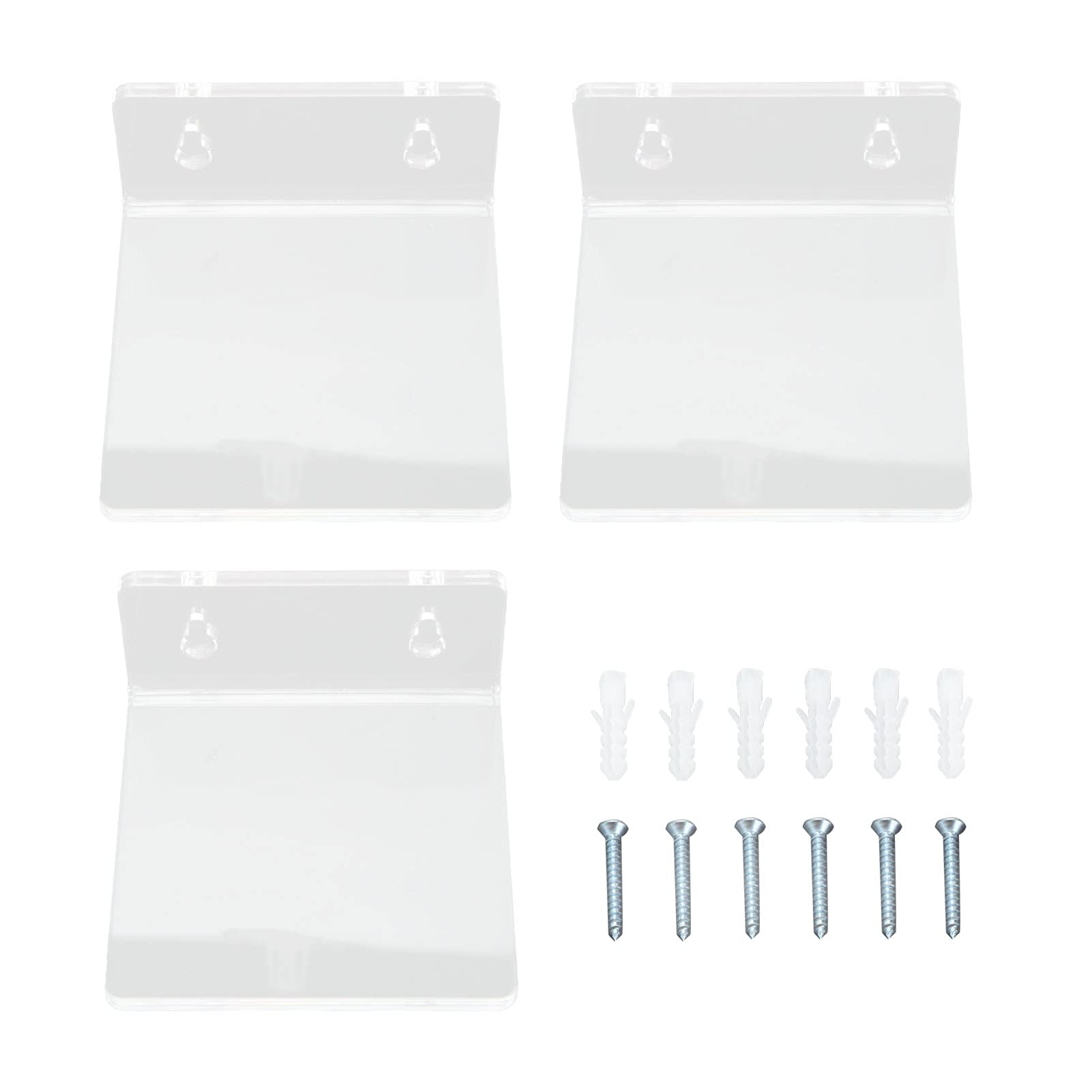 3PCS Clear Acrylic Wall Mounted Display Shelves - Heavy Duty Floating Shelves for Home Decor, Toys, Plants & Collectibles - Perfect for Bedroom, Living Room, Office Organization & Decoration