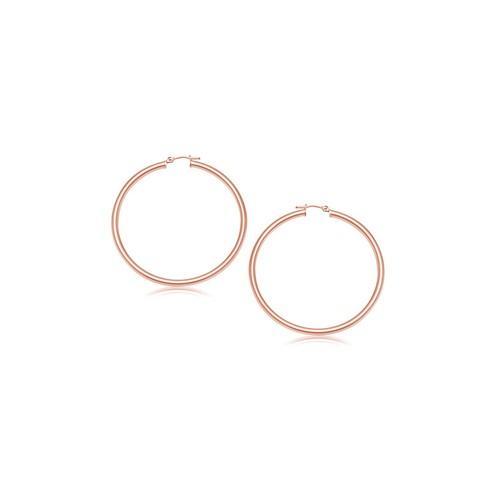 14K Rose Gold Polished Hoop Earrings - 15mm Small Dainty Huggie Hoops for Women - Perfect for Everyday Wear, Date Night & Gifts