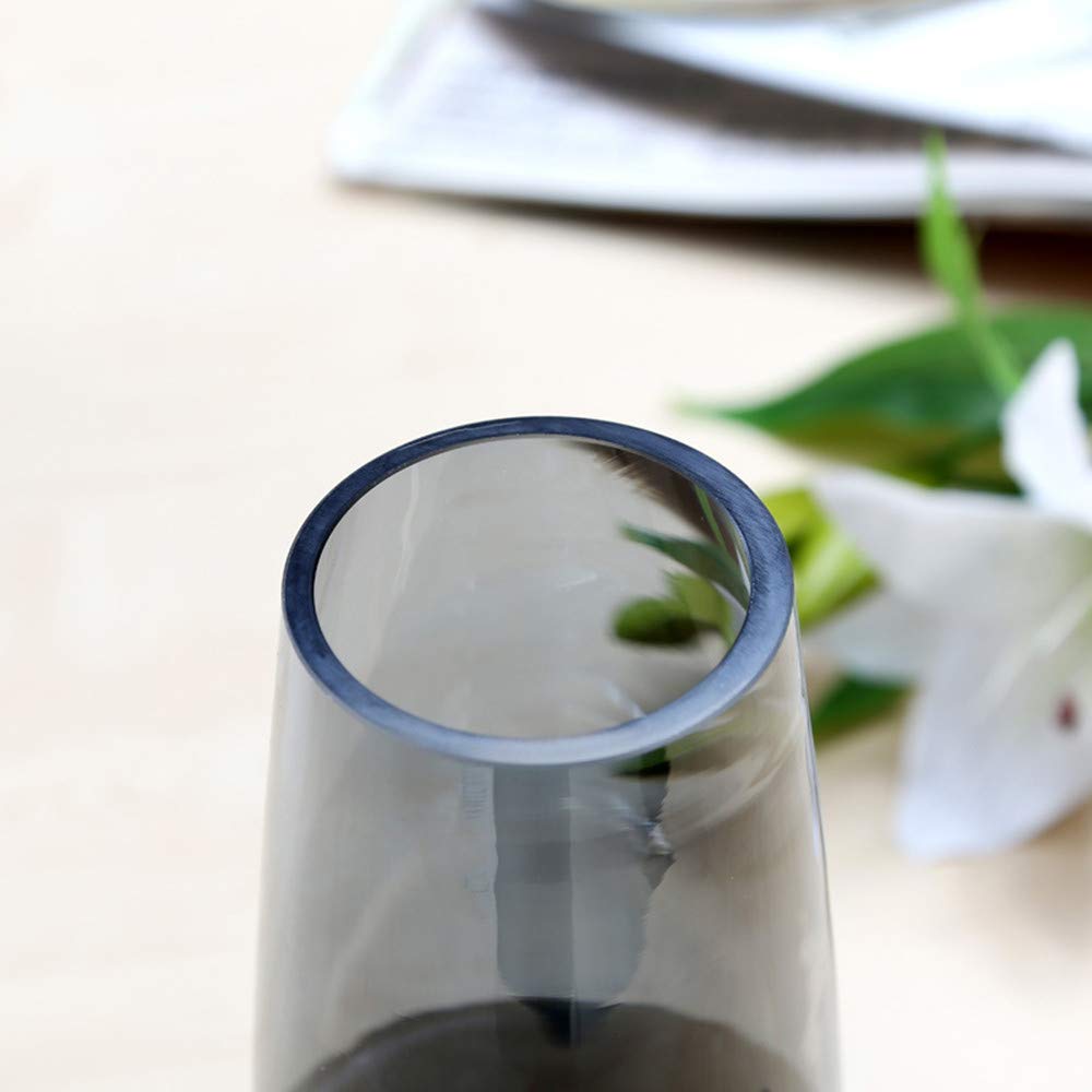 Tall Clear Glass Vase - Elegant Amber & Gray Flower Vase for Home & Office Decor - Perfect Floral Planter for Centerpieces, Wedding Decor & Modern Interior Design