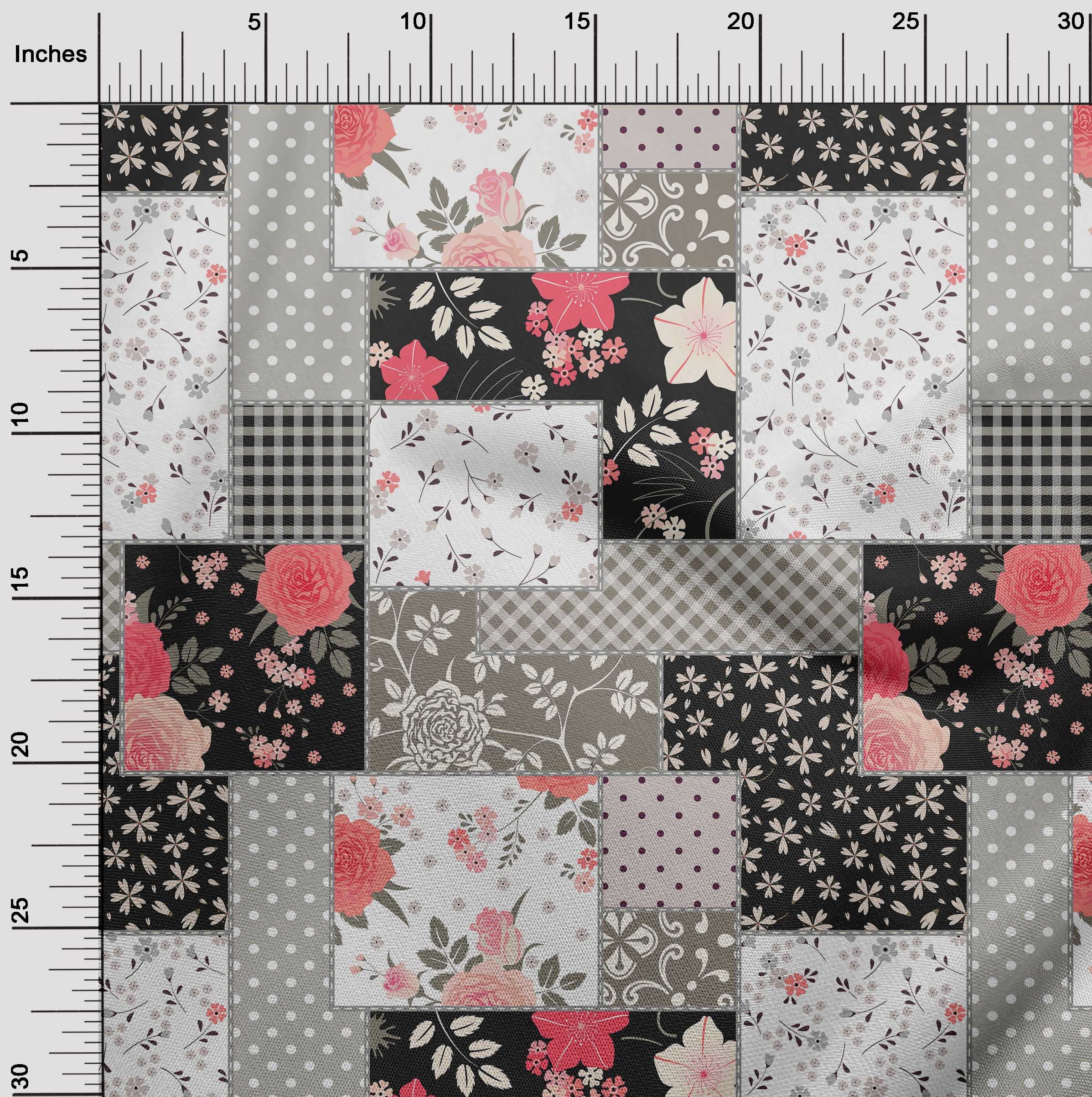 oneOone Viscose Chiffon Fabric - Black Asian Floral Print Dress Material by The Yard (42 Inch Wide) | Perfect for DIY Dresses, Skirts & Home Decor Projects