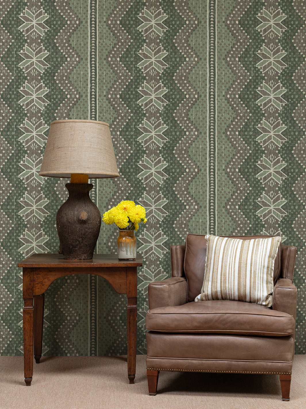 Northstar Blanket Wallpaper by Nathan Turner in Moss Brown - Premium Textured Wall Covering for Living Room & Bedroom Decor