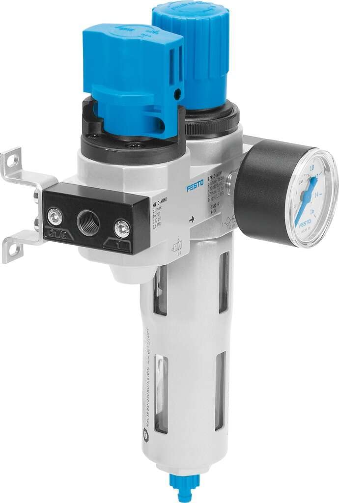 FESTO LFR-1/2-D-MIDI-KC 185739 Air Filter Regulator Combo - Oil-Free Pneumatic System Component for Industrial Automation & Machinery