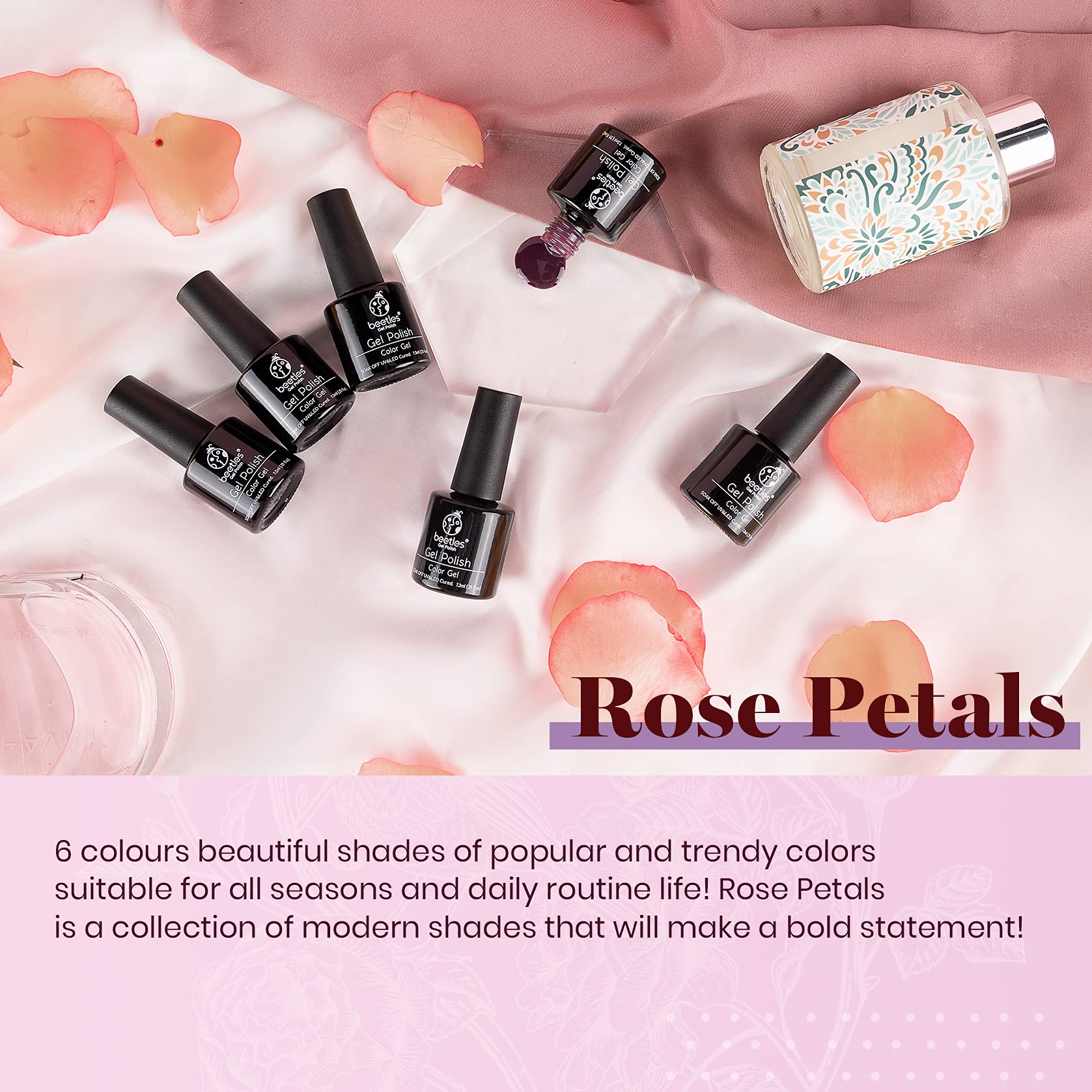 Beetles Gel Nail Polish Set - Burgundy Red Soak Off UV/LED Gel Polish Kit with Nail Art Design Tools | Perfect Gift for Women & Girls | At-Home Manicures, Salon Quality Nails, DIY Nail Art