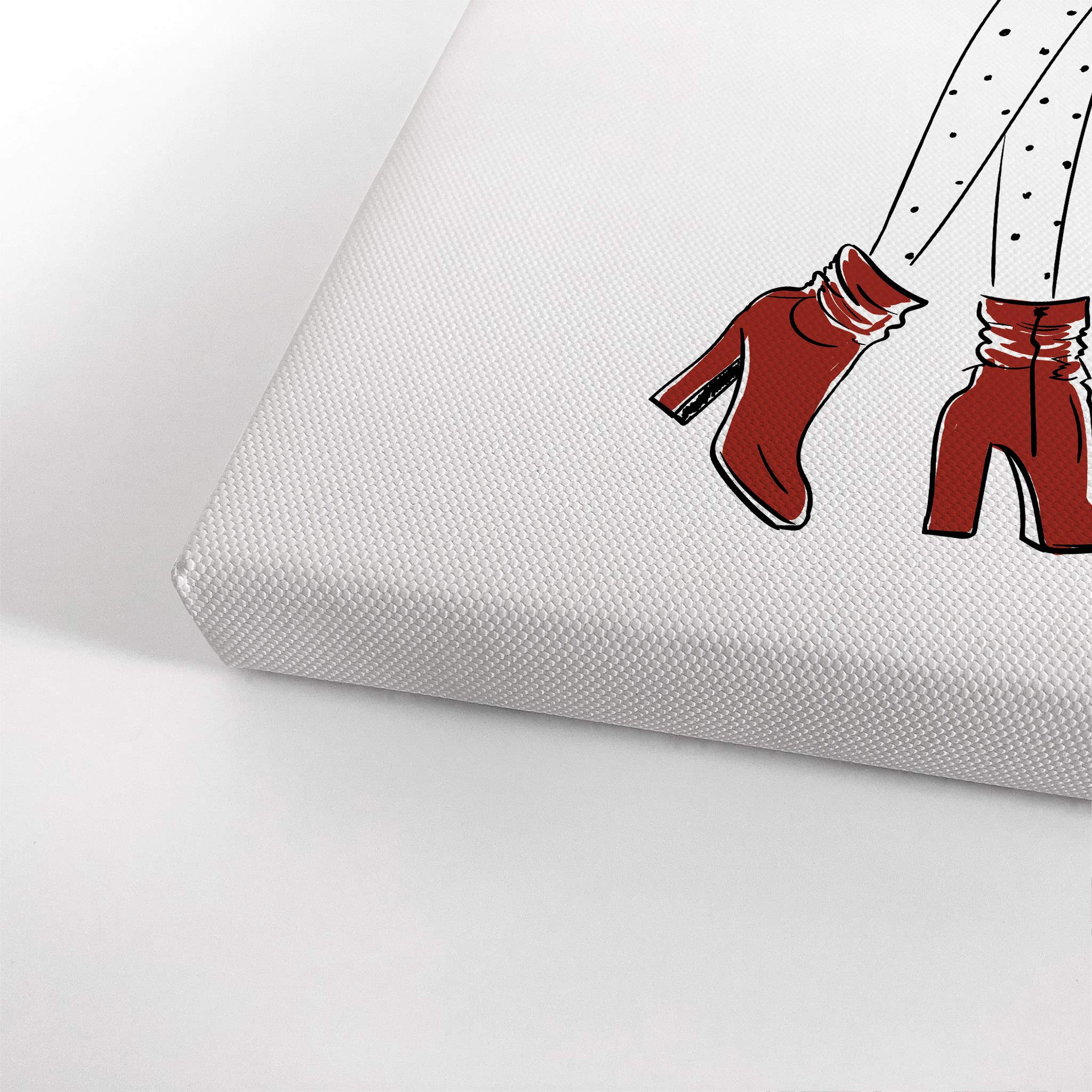 Life is Short Buy the Shoes Quote Wall Art - Red Boot Sketch Glam Fashion Canvas Print for Women's Office, Bathroom, Girls Room, Dorm, Bedroom & Living Room Decor - Ready to Hang 40x30 Inches - Perfect Motivational Gift for Shoe Lovers & Fashion Enthusiasts