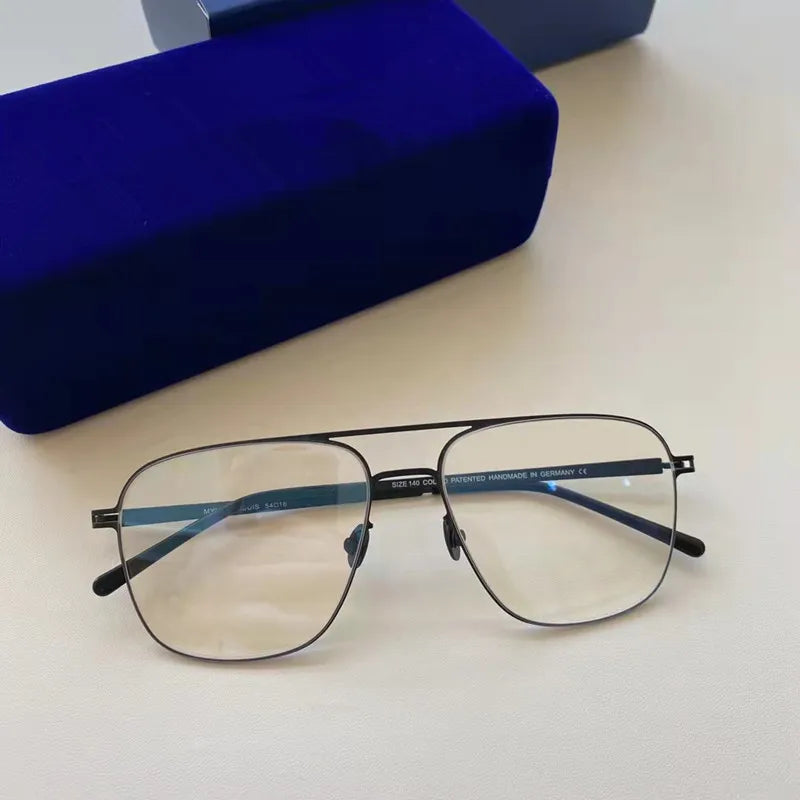 Unisex Full Rim Square Screwless Stainless Steel Eyeglasses Frame 5418 - Lightweight Durable Glasses for Men & Women - Perfect for Reading, Work, and Everyday Use