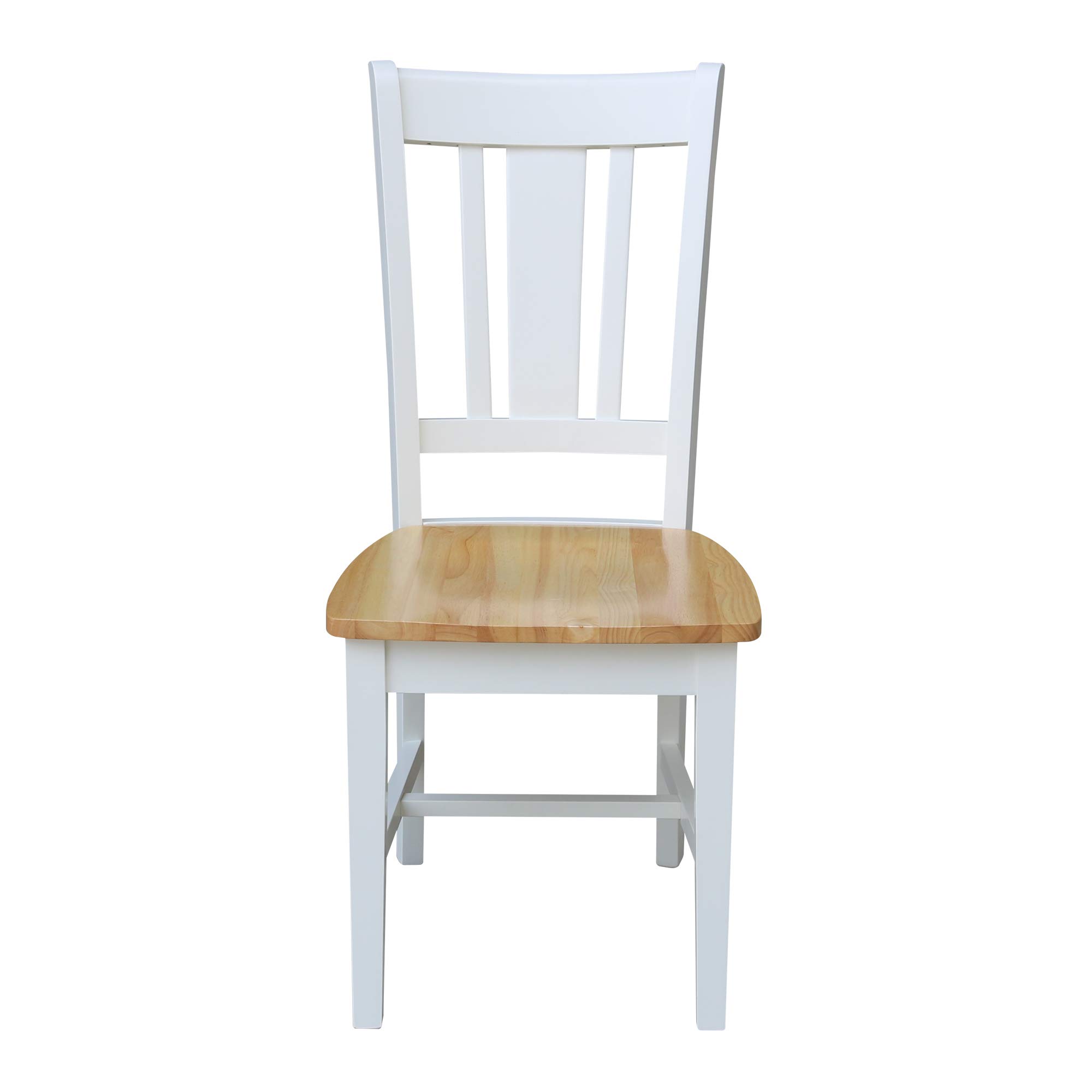 IC International Concepts Solid Wood San Remo Splatback Dining Chairs, Set of 2 - White/Natural Finish for Kitchen, Dining Room, or Breakfast Nook