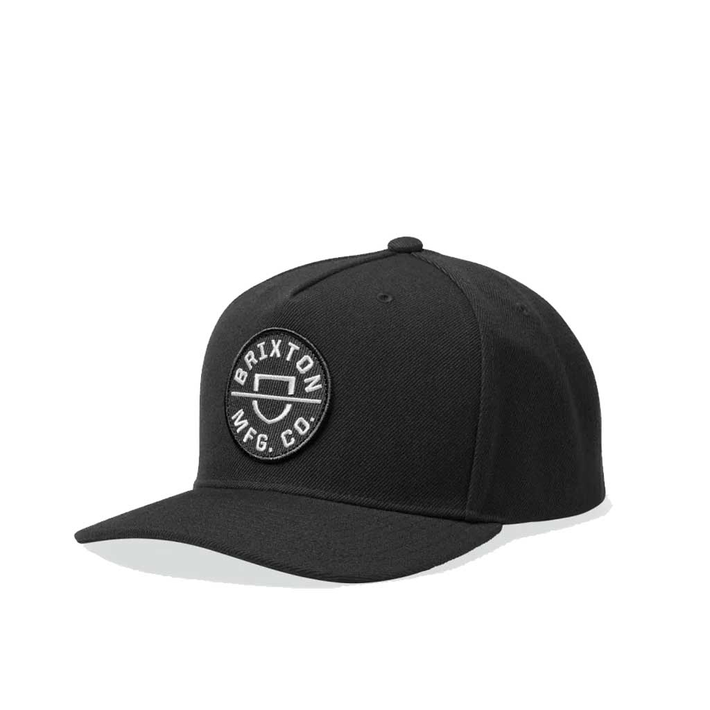 Brixton Crest C MP Snapback Hat - Black | Adjustable Baseball Cap for Men & Women | Perfect for Casual Wear, Street Style & Outdoor Activities
