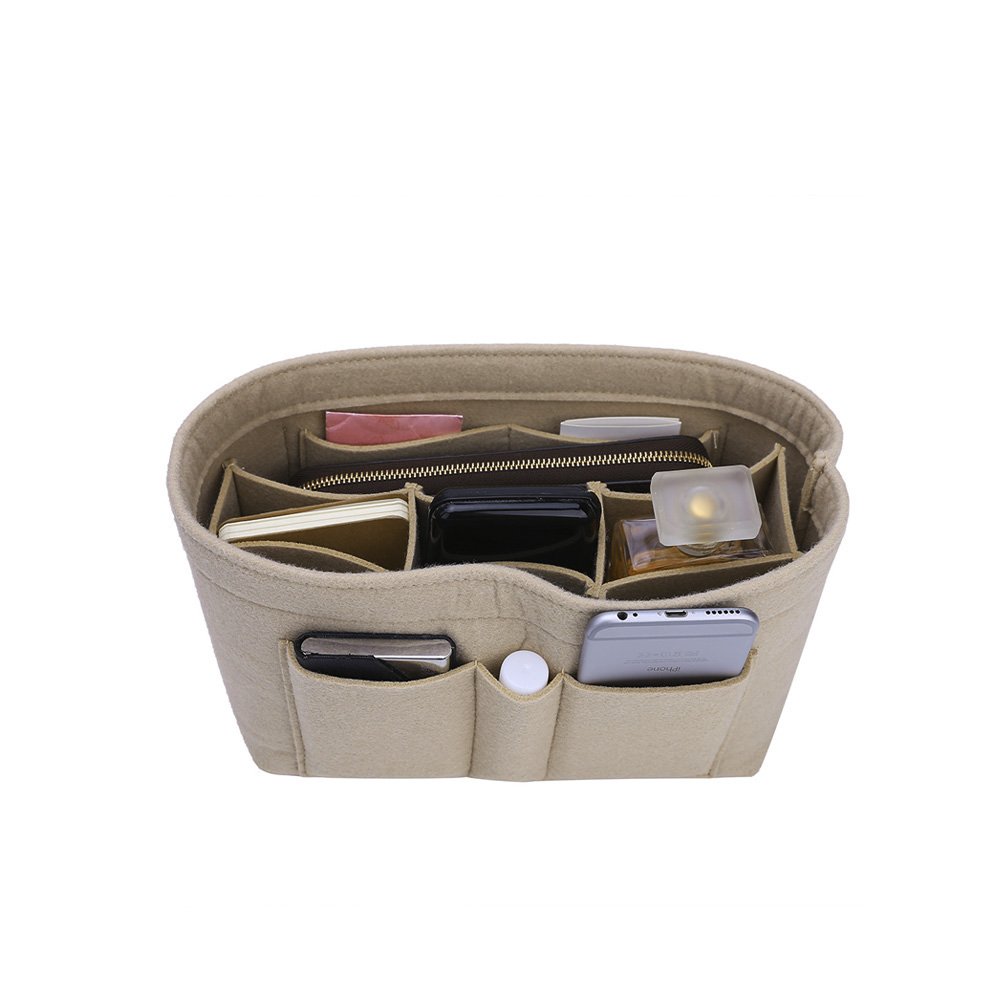 ZTUJO Felt Purse Organizer Insert for Handbags - 6 Sizes (Small, Medium, Large) & 13 Colors (Beige) - Handbag Organizer for Tote Bags, Travel, Work & Daily Use