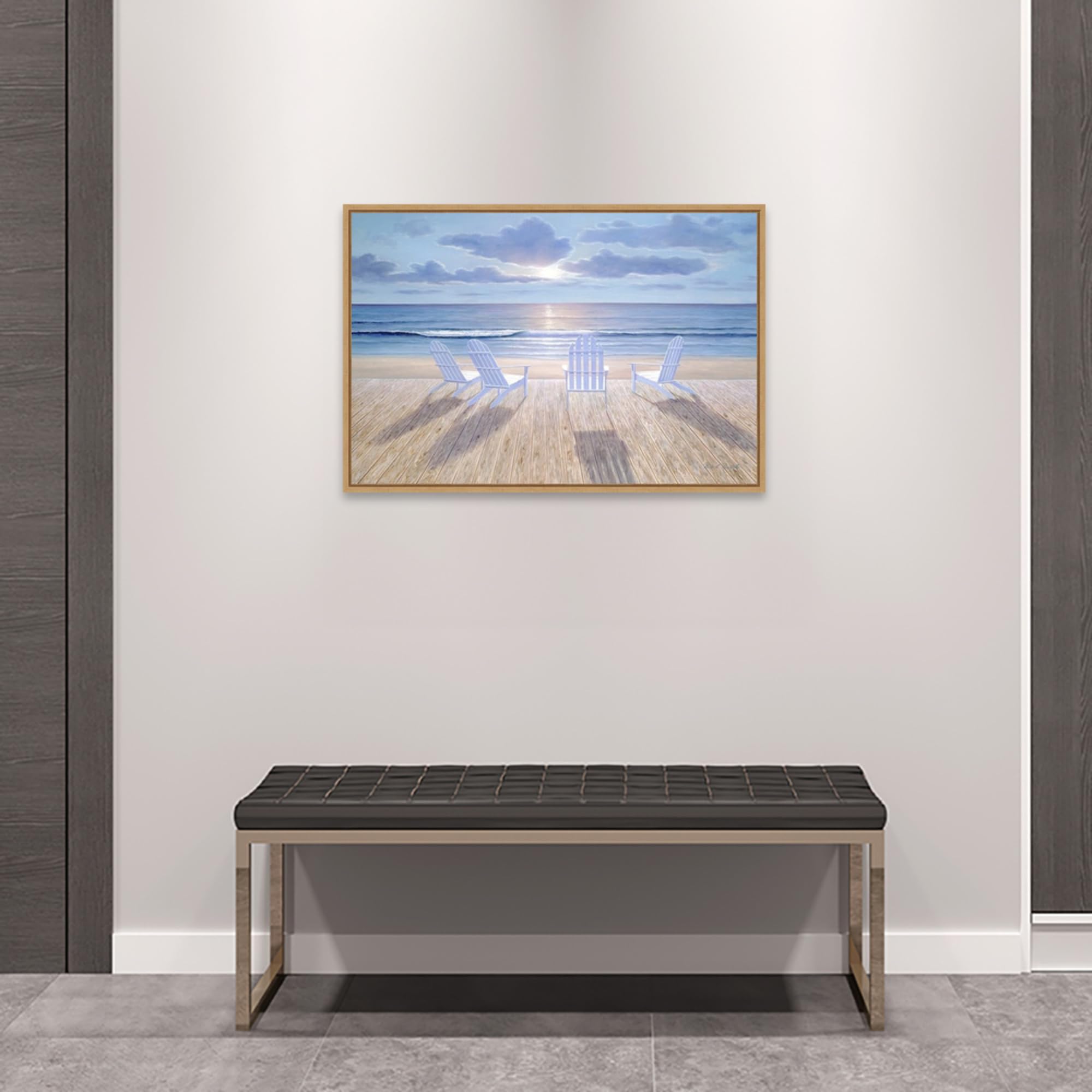 Amanti Art Framed Canvas Wall Art 23x33 - Friends and Lovers by Diane Romanello, Beach Themed Framed Painting, Modern Home Decor for Living Room, Bedroom, Bathroom & Kitchen - Perfect for Coastal Style Interiors and Gift Giving