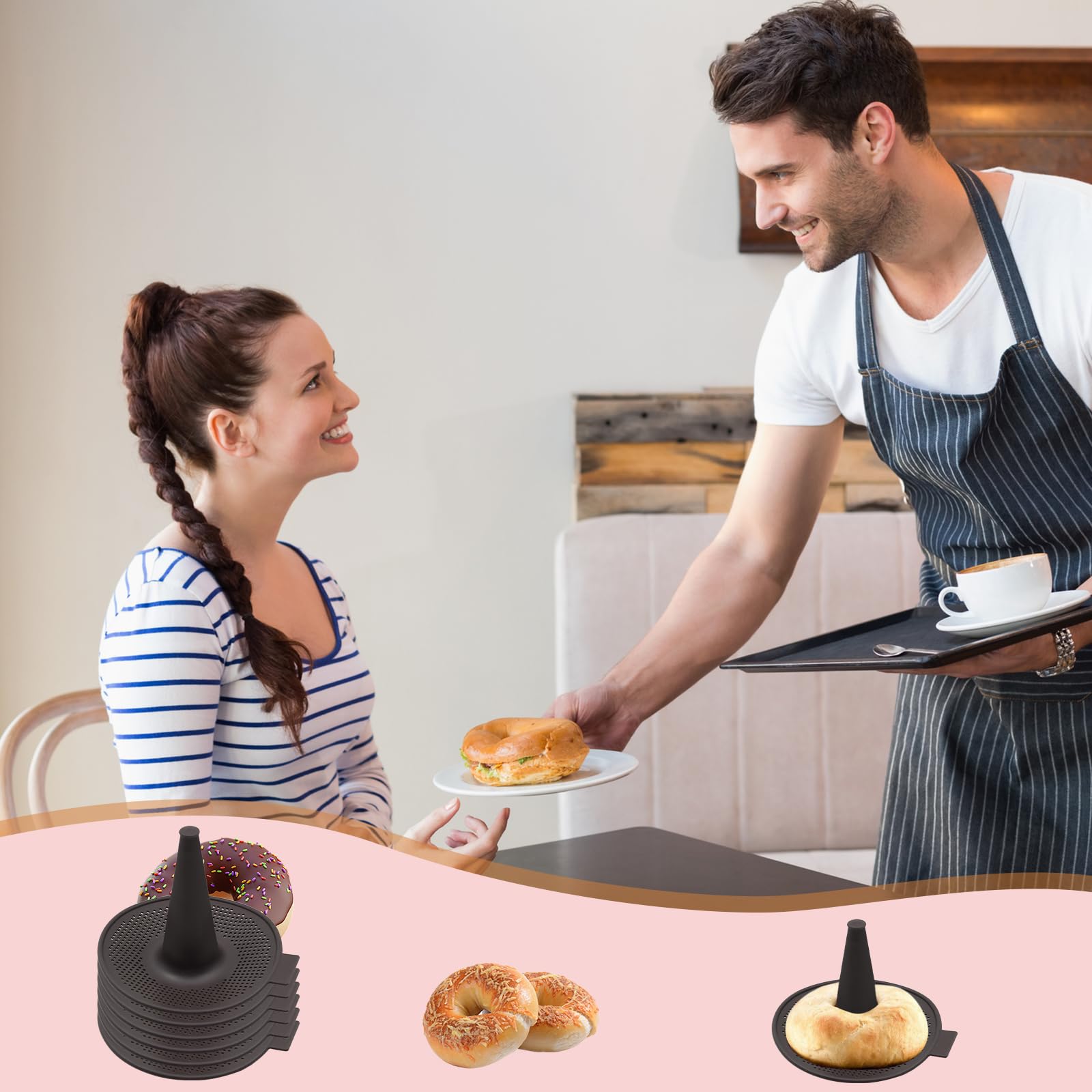 6-Piece Silicone Donut Molds for Baking - Non-Stick Reusable Donut Pan Set for Bagels, Doughnuts, Cakes & Pastries - Perfect Kitchen Gadgets for Home Bakers & Party Treats