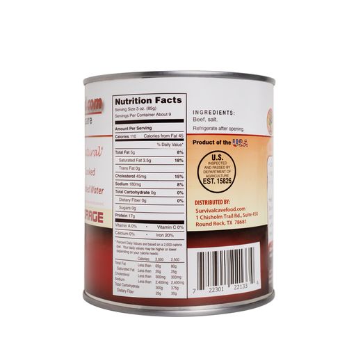 Premium Single Canned Beef - 28oz Can | High Protein, Long Shelf Life | Perfect for Camping, Emergency Food Supply & Quick Meals