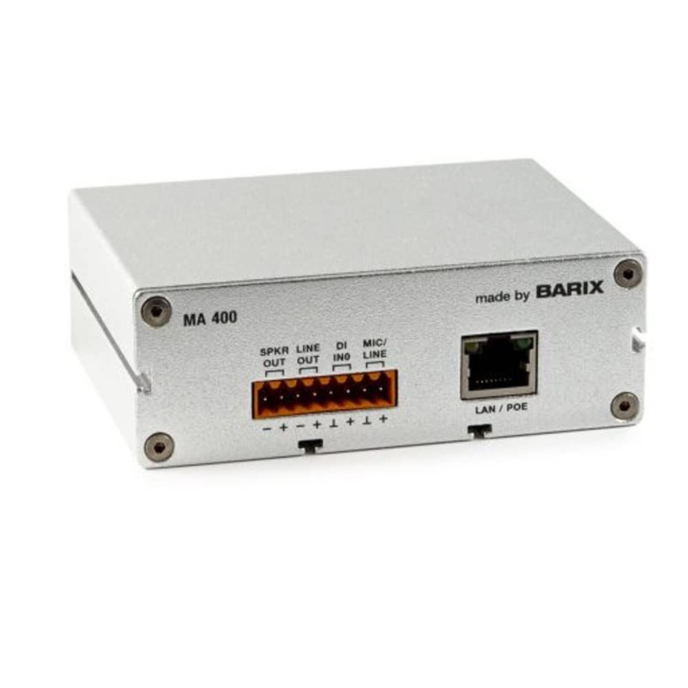 Barix SIP Opus Codec - MA400 PoE Bi-Directional Mono Audio Codec with SIP Link Negotiation for VoIP, Intercom, and Professional Audio Streaming