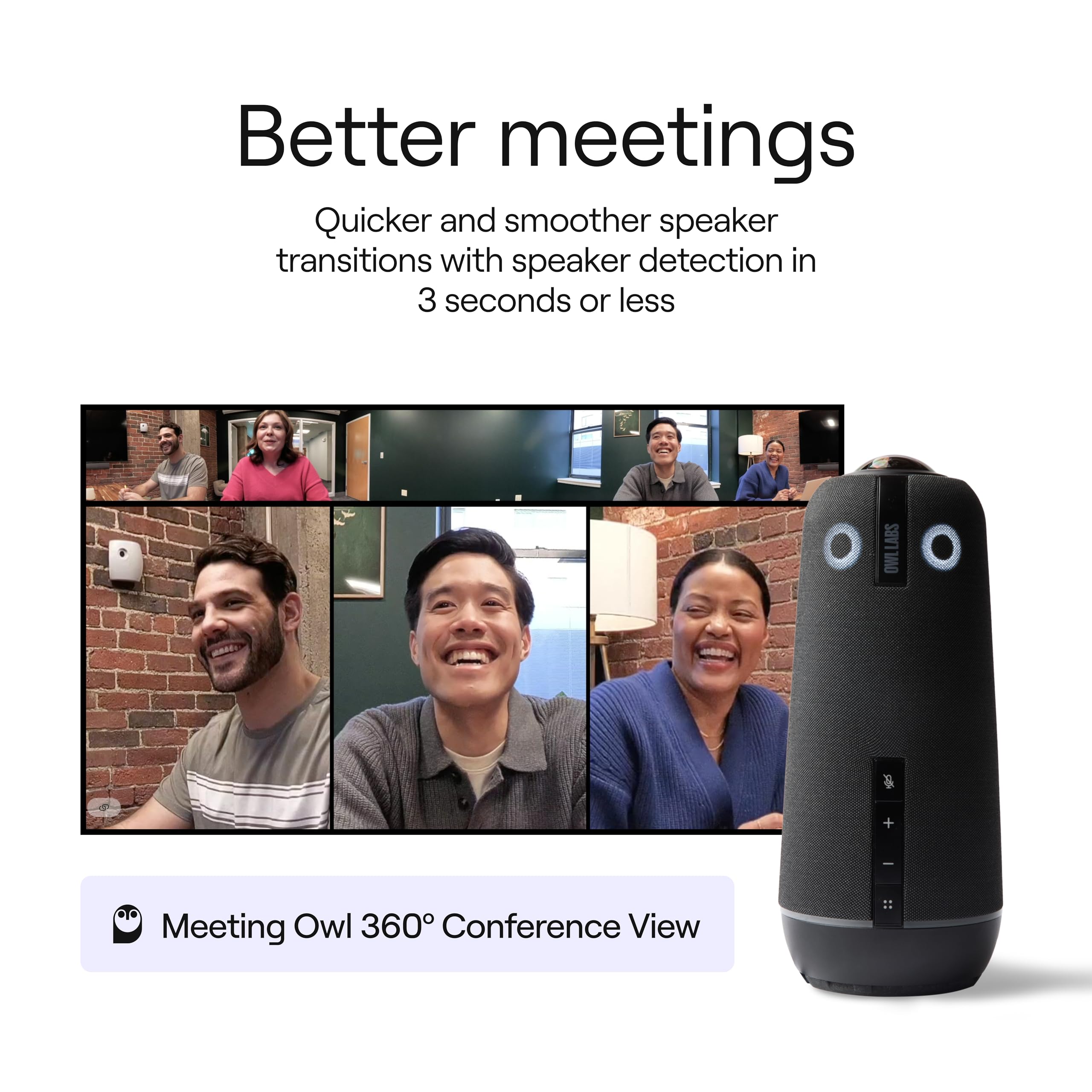 Meeting Owl 4+ 360-Degree 4K Smart Video Conference Camera with Microphone & Speaker | Auto Speaker Focus, Smart Zoom & Noise Cancellation | Perfect for Hybrid Meetings, Remote Teams & Virtual Classrooms