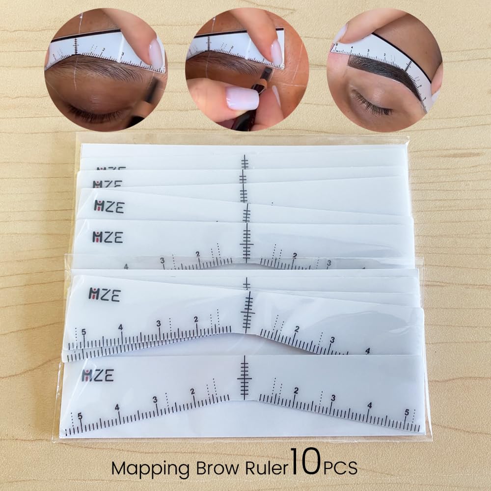 Microblading Eyebrow Ruler Stickers - 10PCS Henna Tattoo Supplies for Perfect Eyebrow Shaping