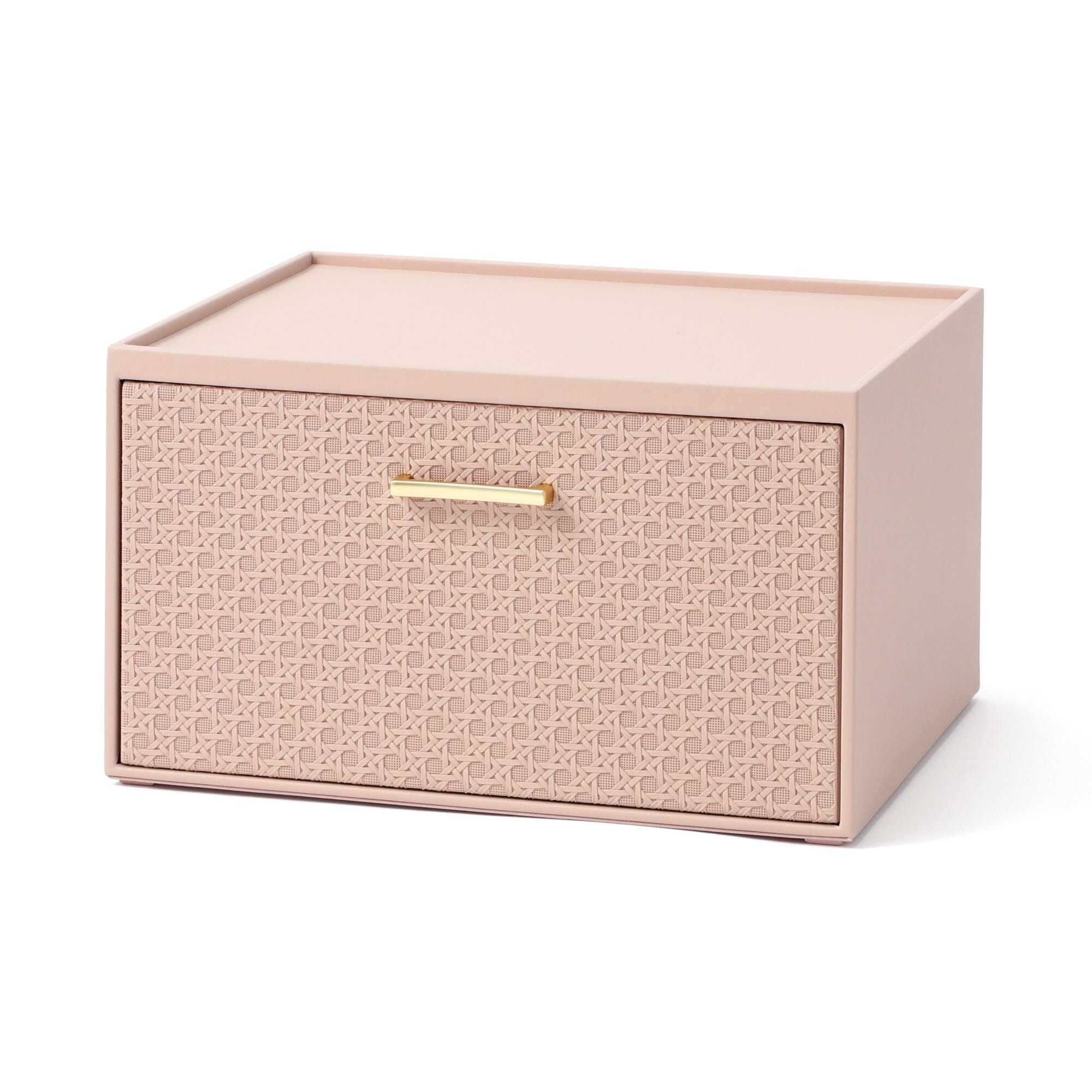 Embossed Stacking Drawer Organizer - Medium Pink for Bedroom, Bathroom & Office Storage | Plastic Drawer Bins with Textured Design